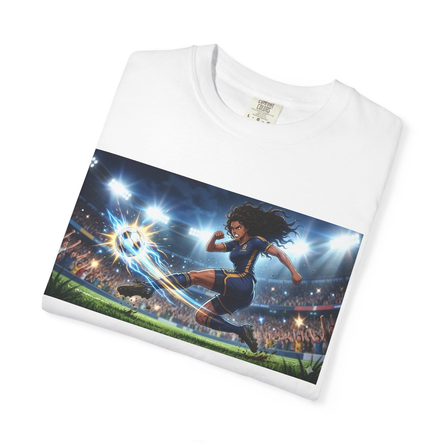 Soccer Kick Graphic T-Shirt — Energetic Stadium Football Design