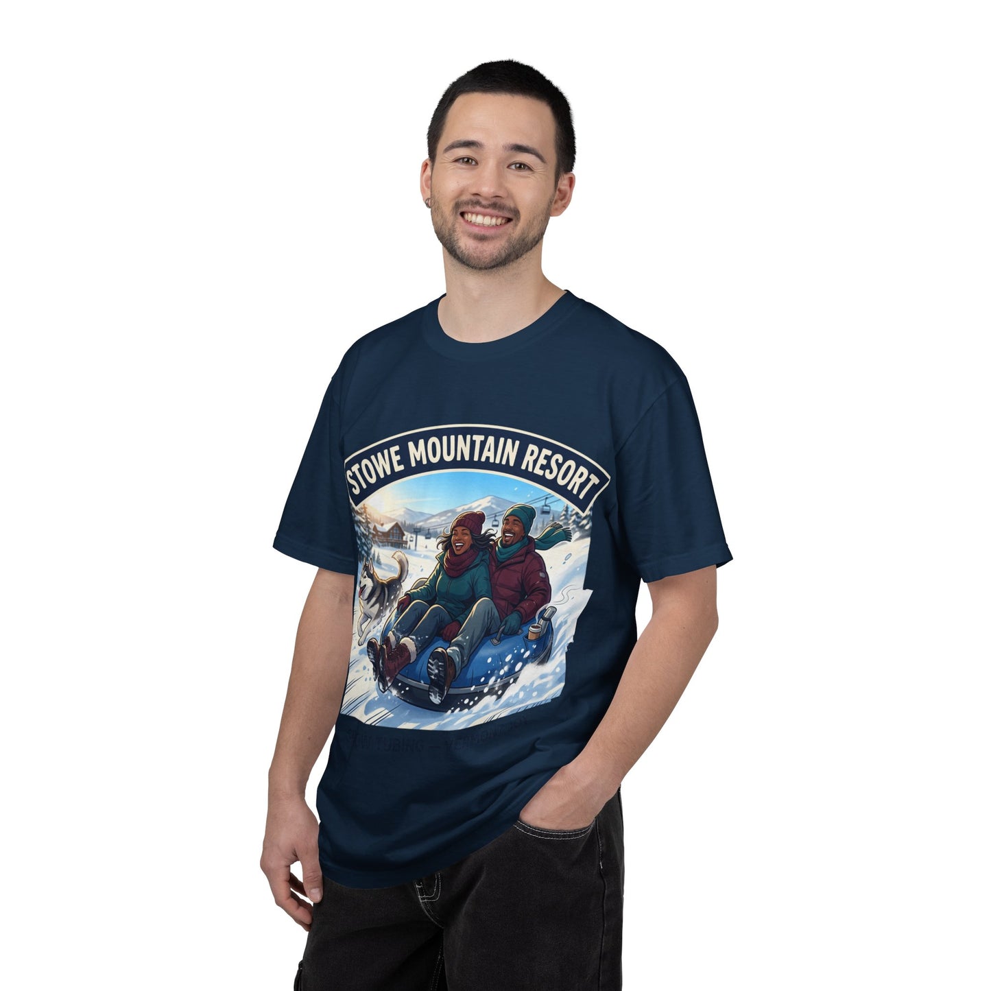 Stowe Mountain Resort Snow Tubing T-Shirt — "Vermont Joy" Winter Apparel