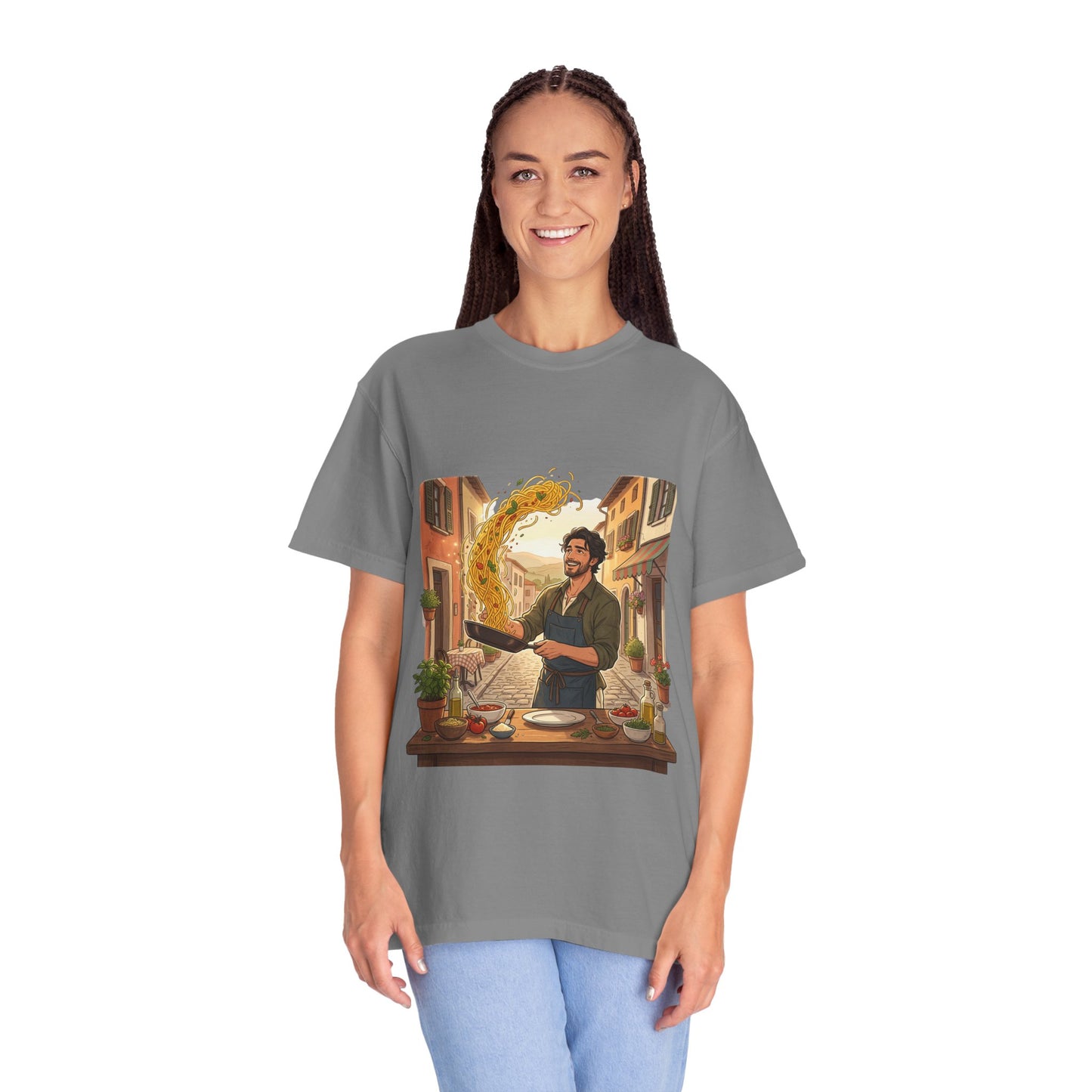 Italian Chef Pasta Toss T-Shirt — Vintage Street Kitchen Cooking Graphic Tee