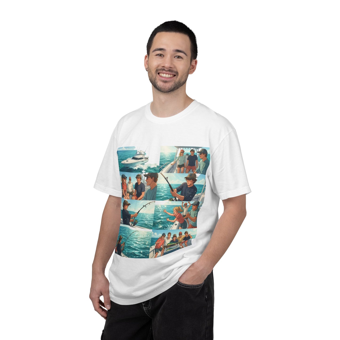 Deep Sea Energy (Friends Fishing Edition) Fishing Trip Photo Collage T-Shirt