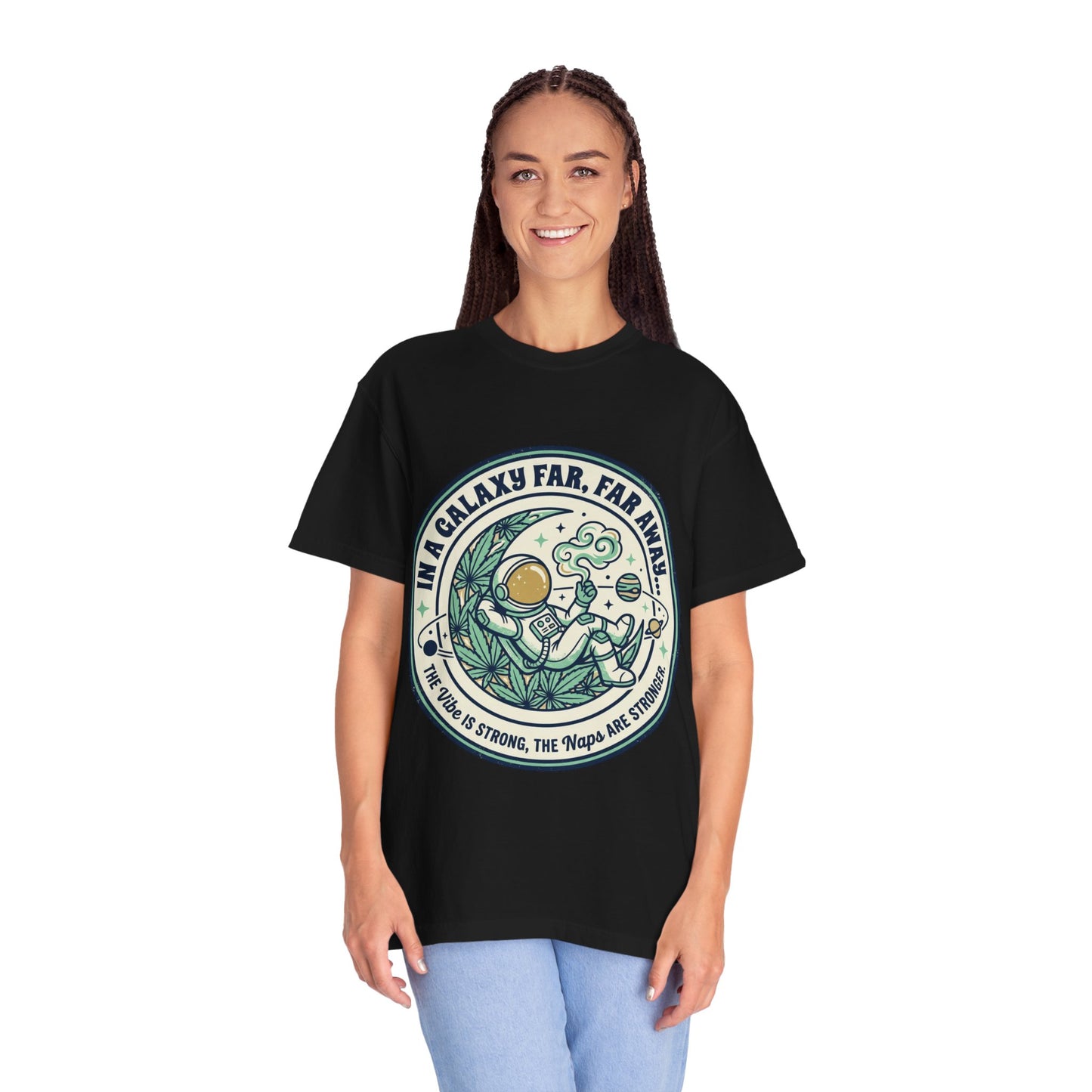 T-Shirt — "In a Galaxy Far, Far Away" Retro Space Nap Graphic Tee