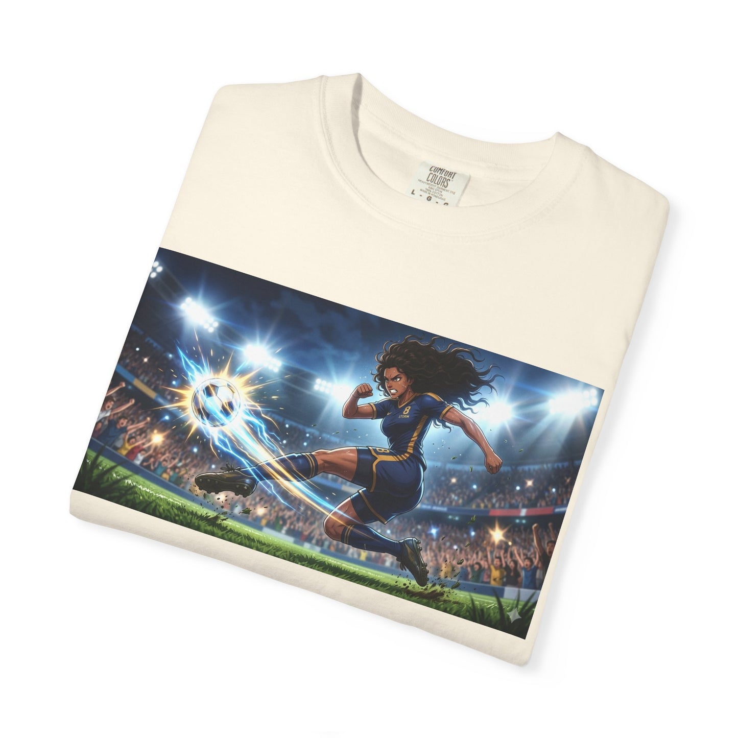 Soccer Kick Graphic T-Shirt — Energetic Stadium Football Design
