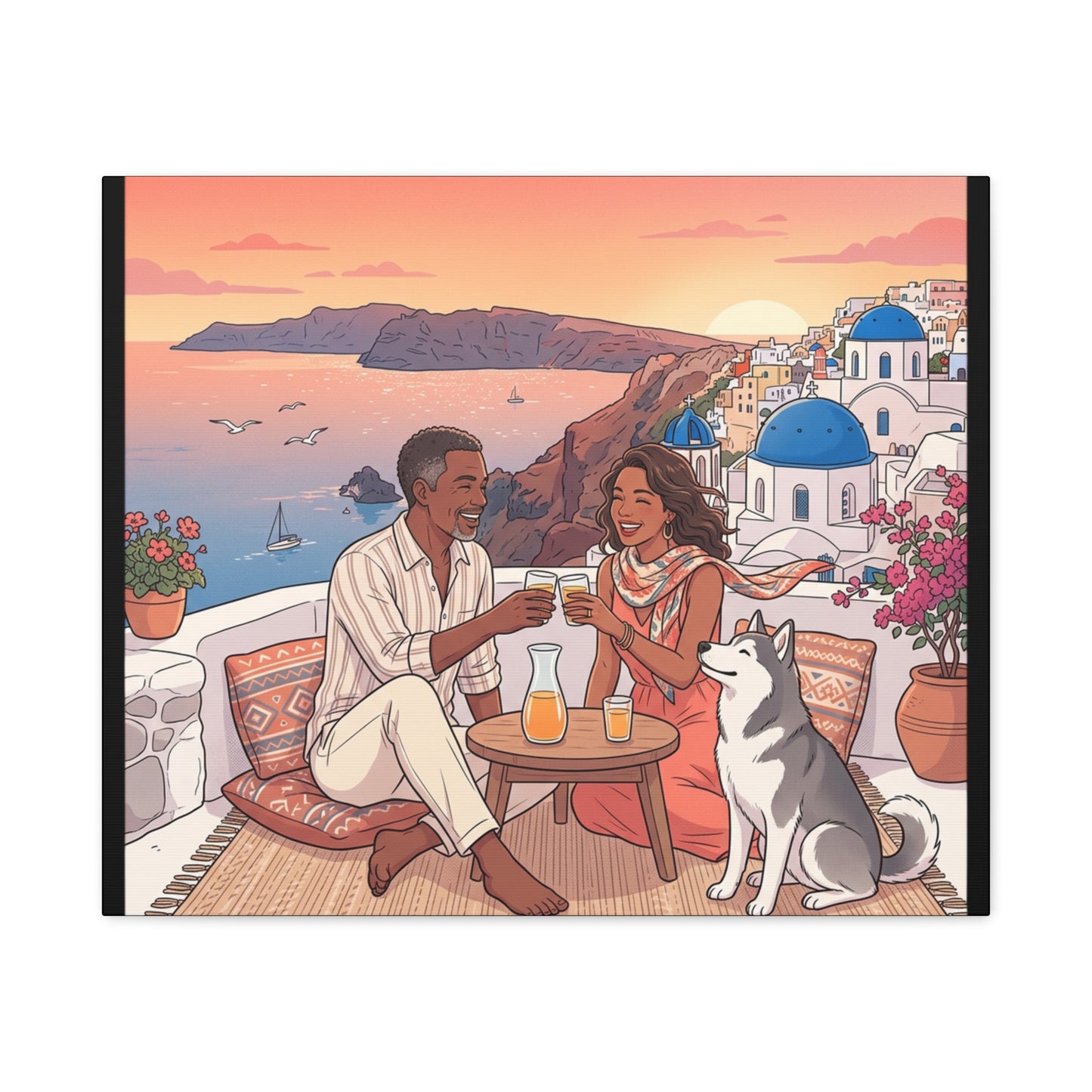 Santorini, Greece – “Sunset Serenade - Matte Canvas, Stretched, 1.25"