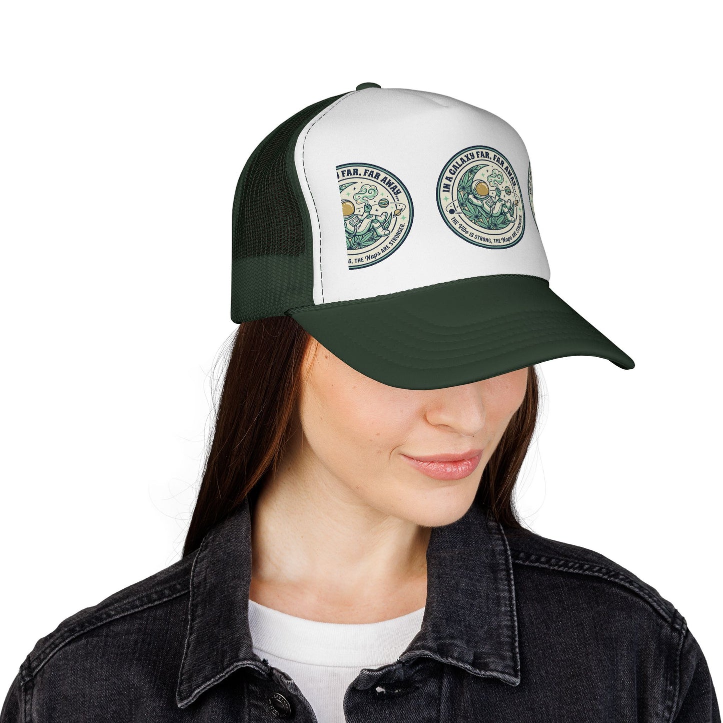 Trucker Cap — Vintage Celestial Patch Design (‘Far, Far, Far Away’ Space Badge)