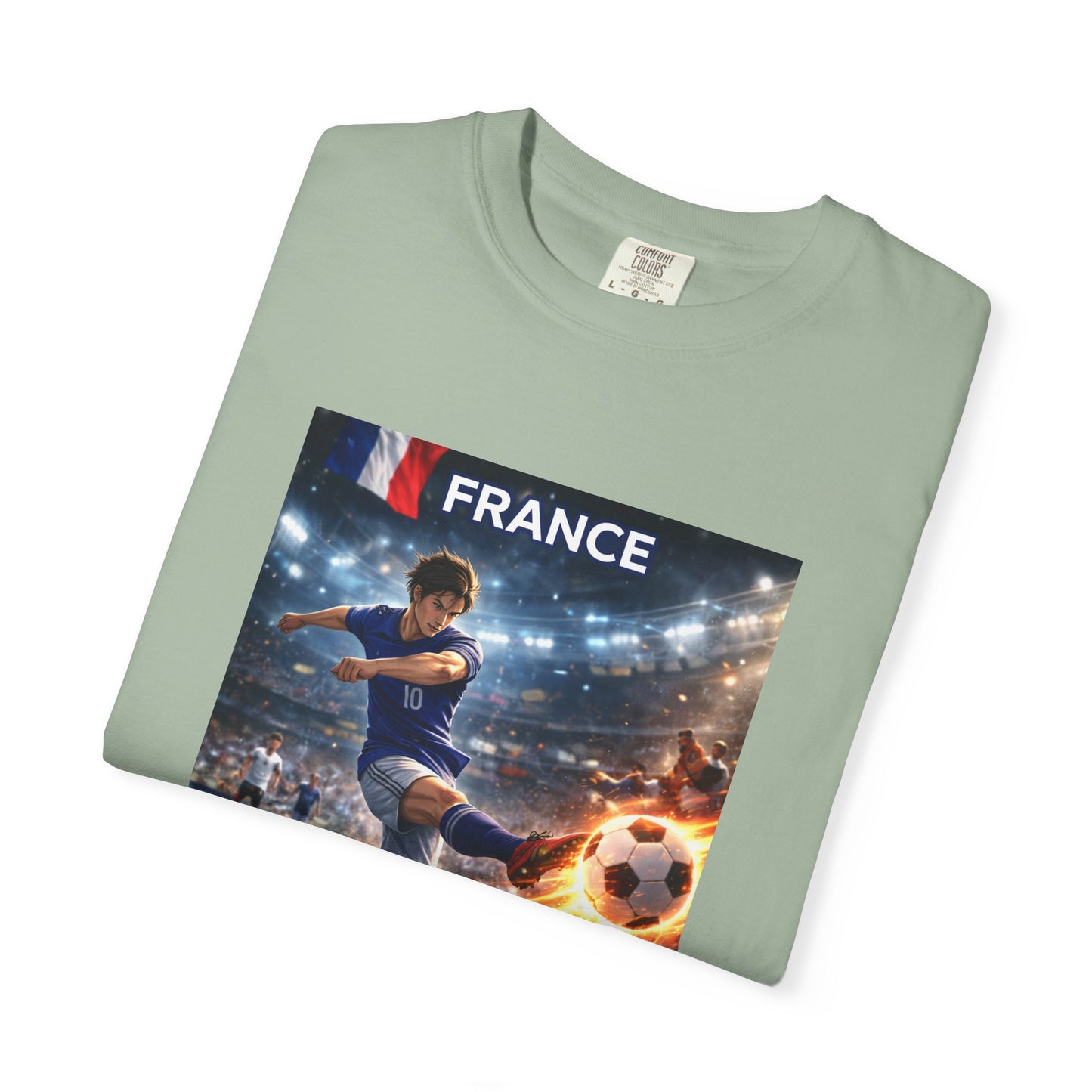 France Soccer Player Graphic T-Shirt — Football Kick Stadium Design