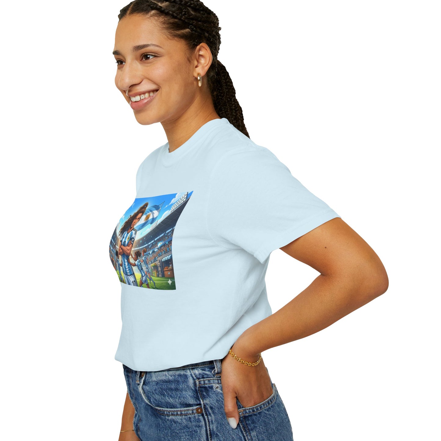 Argentina Soccer Heroine Stadium T-Shirt – Female Soccer Player Graphic Tee