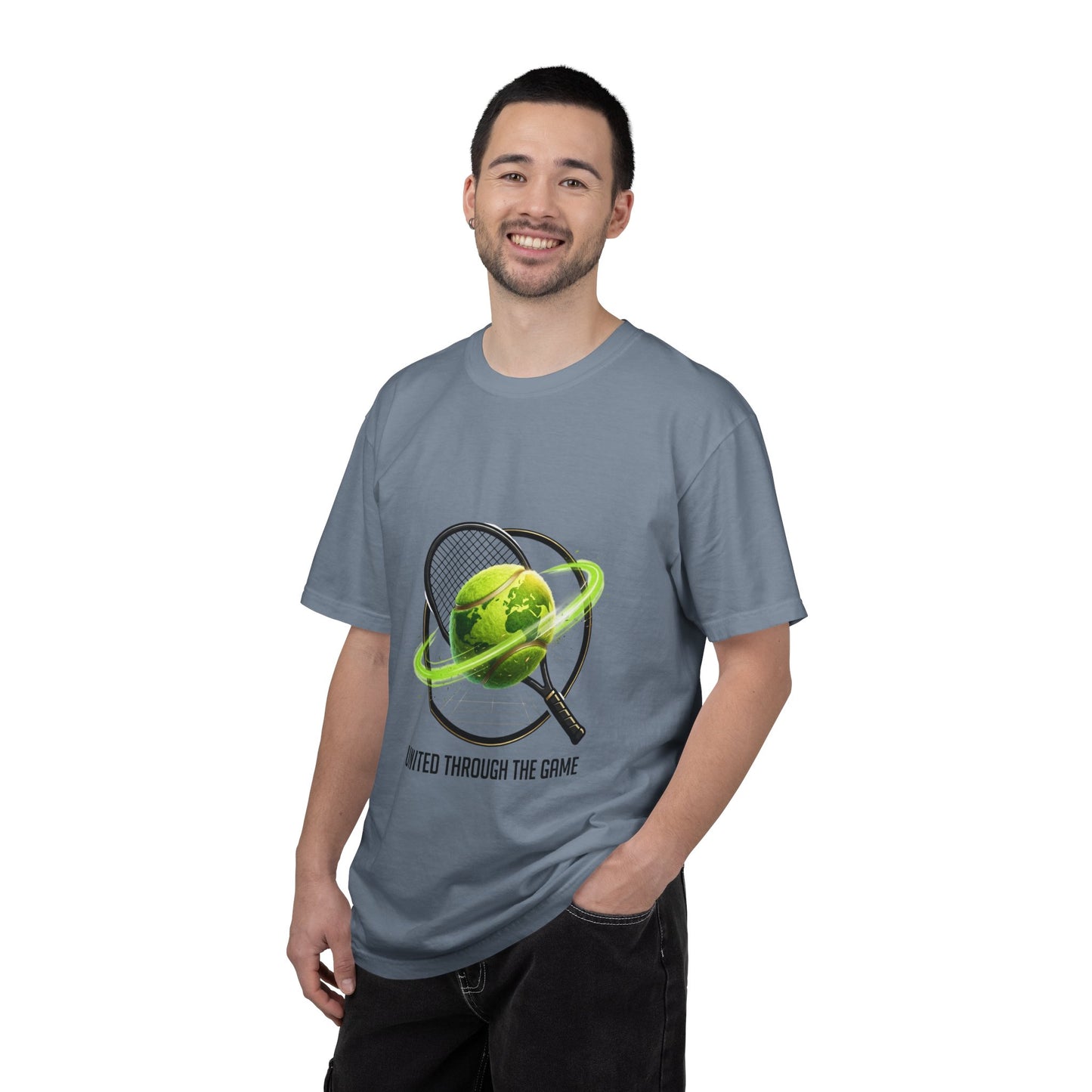 Tennis Globe T‑Shirt — "United Through the Game" Sports Tee