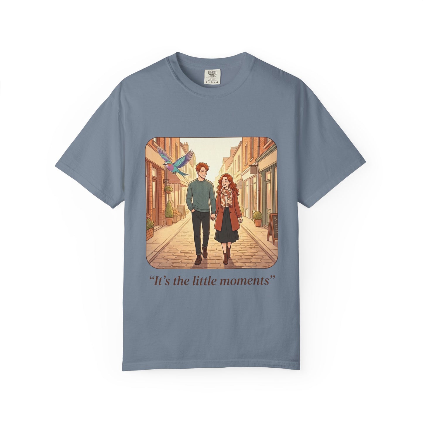 Romantic Stroll T-Shirt — “It’s the little moments” Couple Illustration Tee