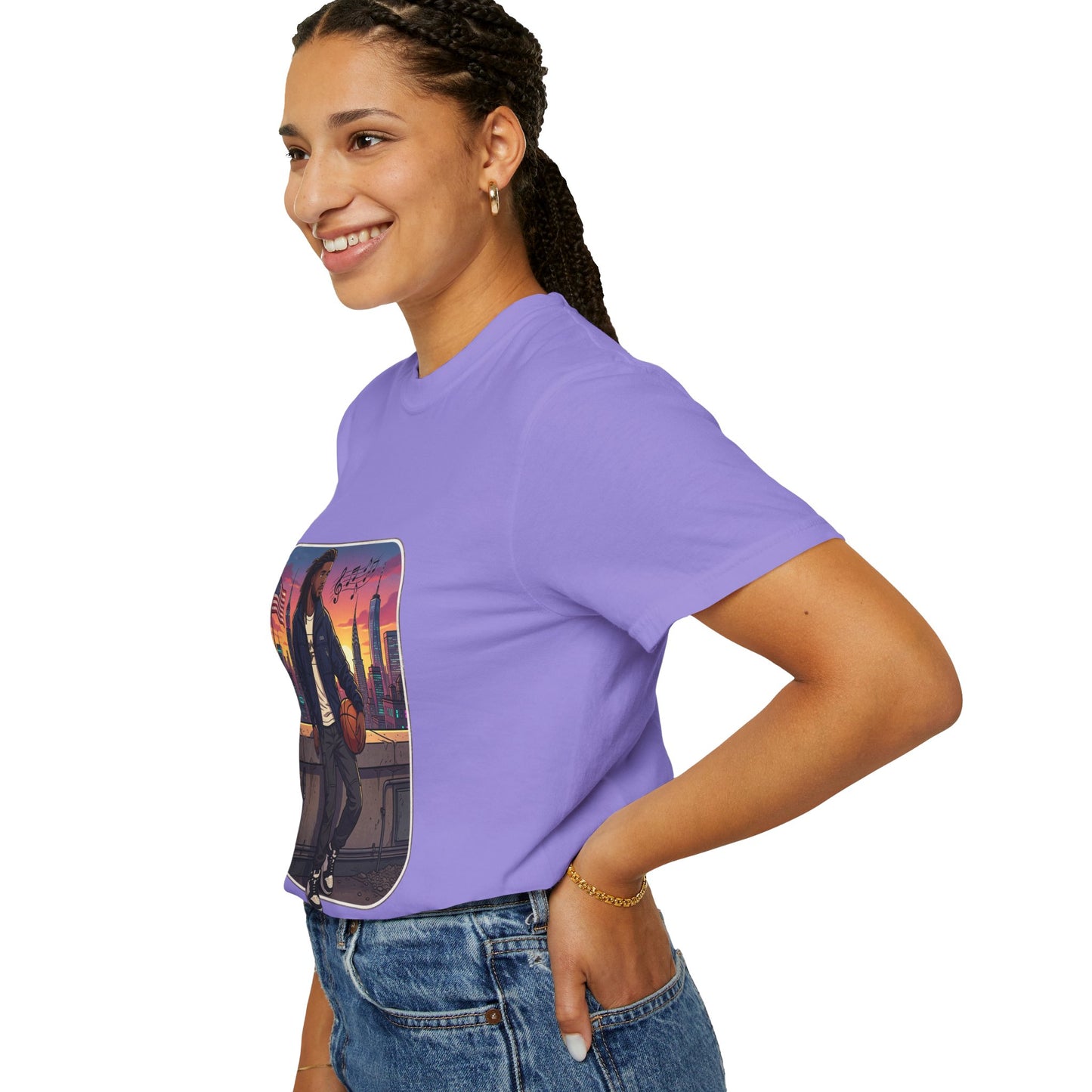 City Sunset Basketball Player T-Shirt — Urban Hoop Lifestyle Tee