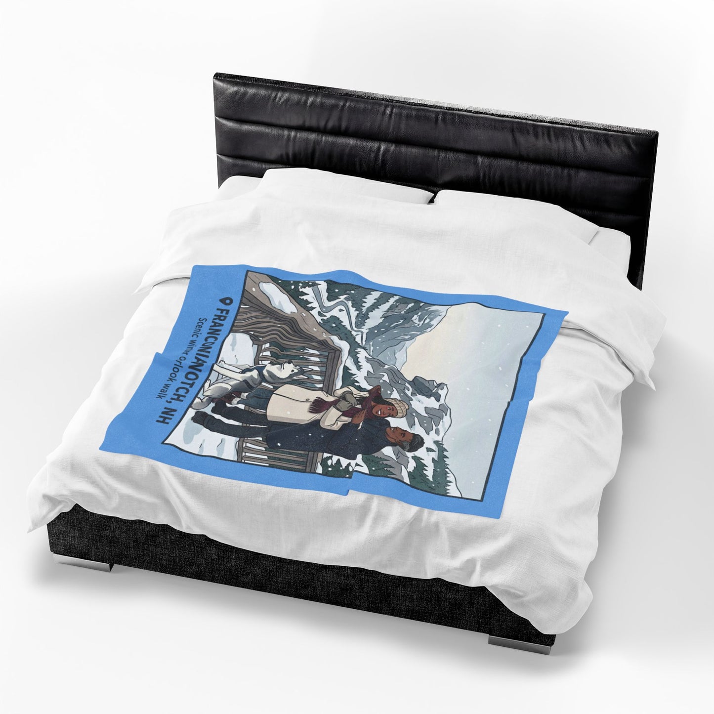 Franconia Notch NH Scenic Winter Plush Blanket — Couples & Husky Snowview Throw
