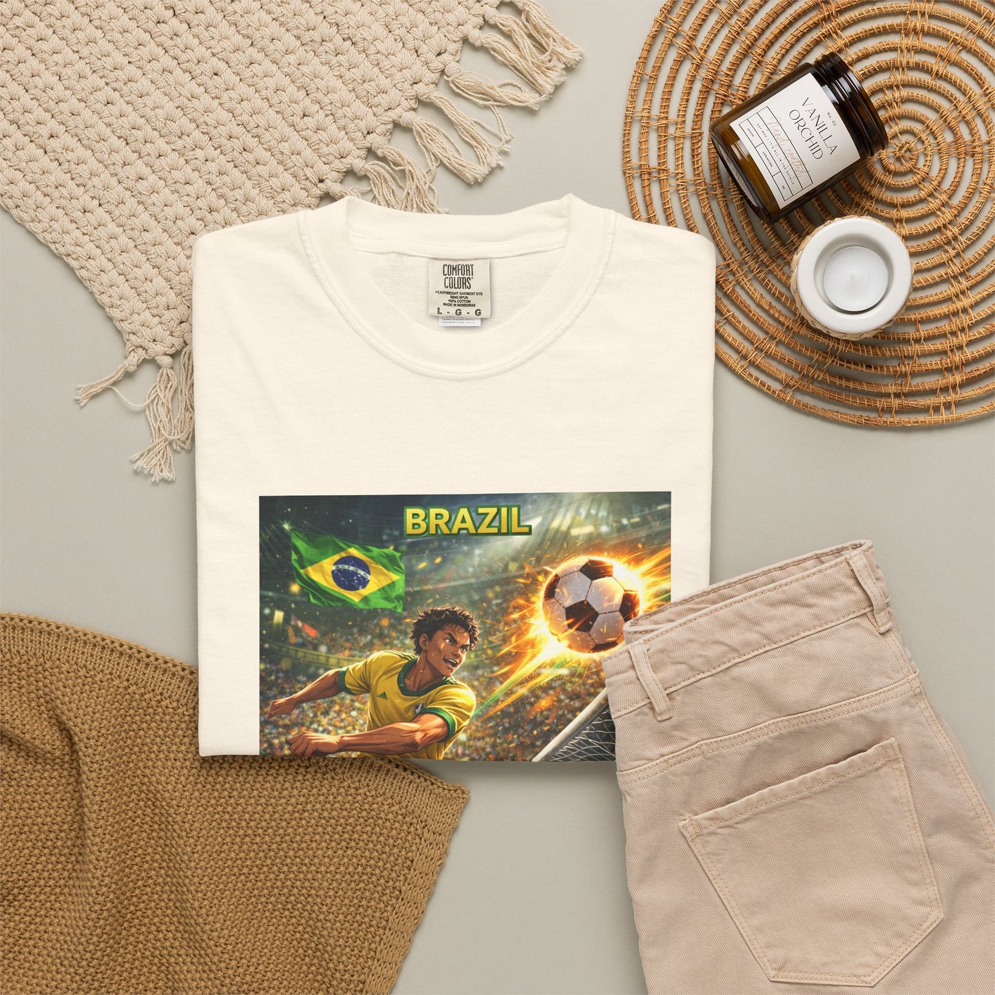 Brazil Soccer T-Shirt – Vintage Player Kick Graphic (Brazil)