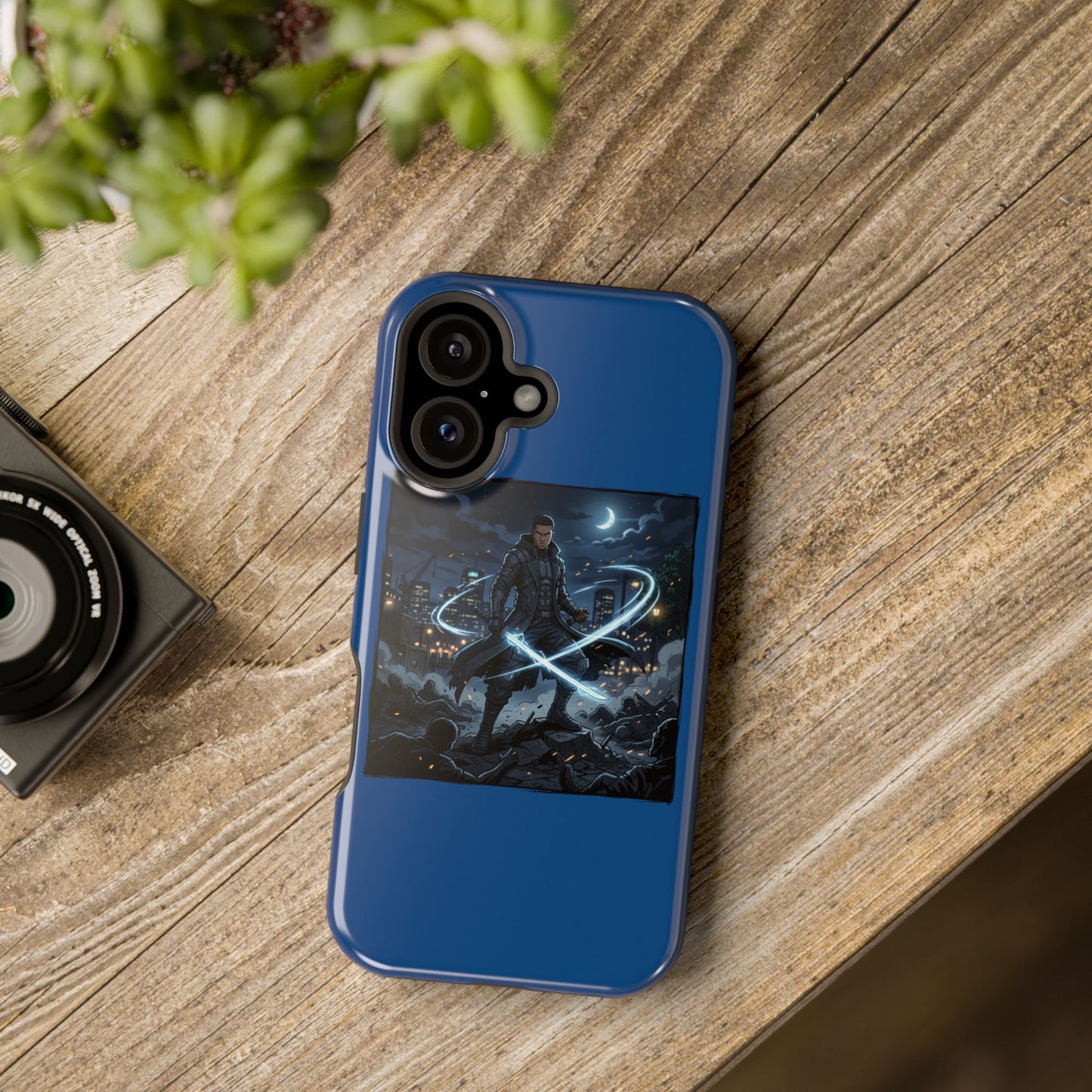 Magnetic Impact-Resistant Phone Case — Night Warrior Sci‑Fi Design