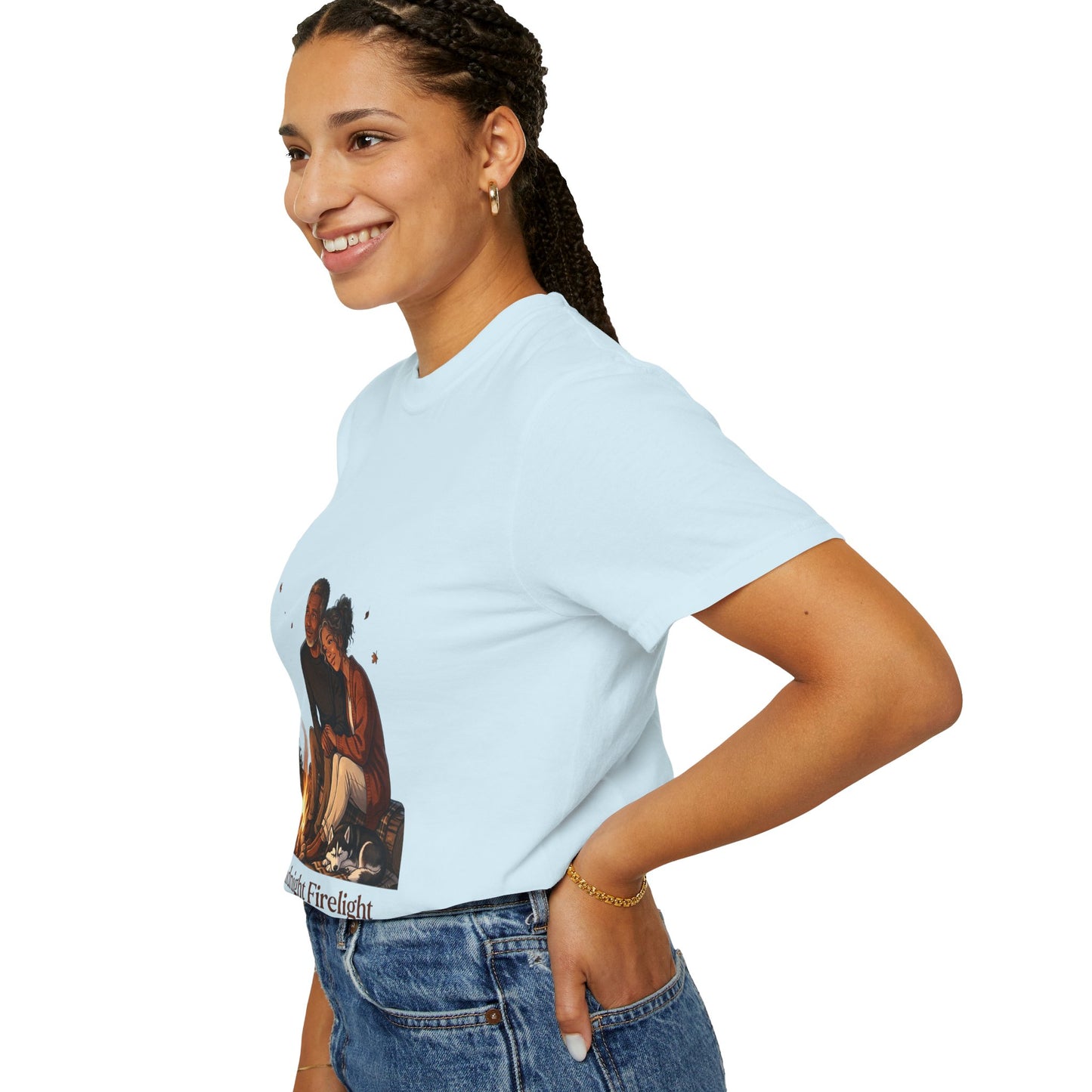 Midnight Firelight T-Shirt — Cozy Couple Campfire Graphic Tee