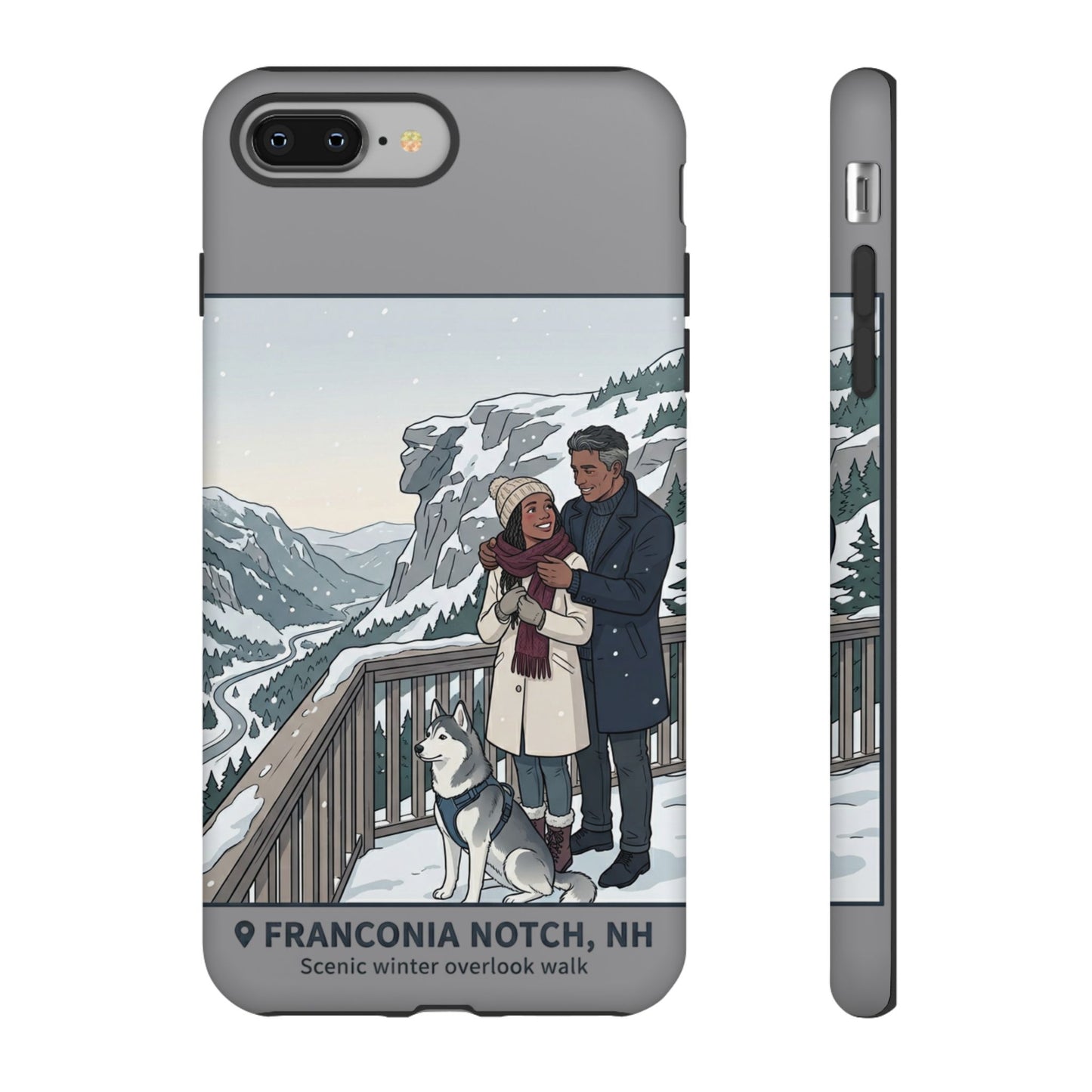 Winter Scenic Phone Case — Franconia Notch NH Couples & Husky Design
