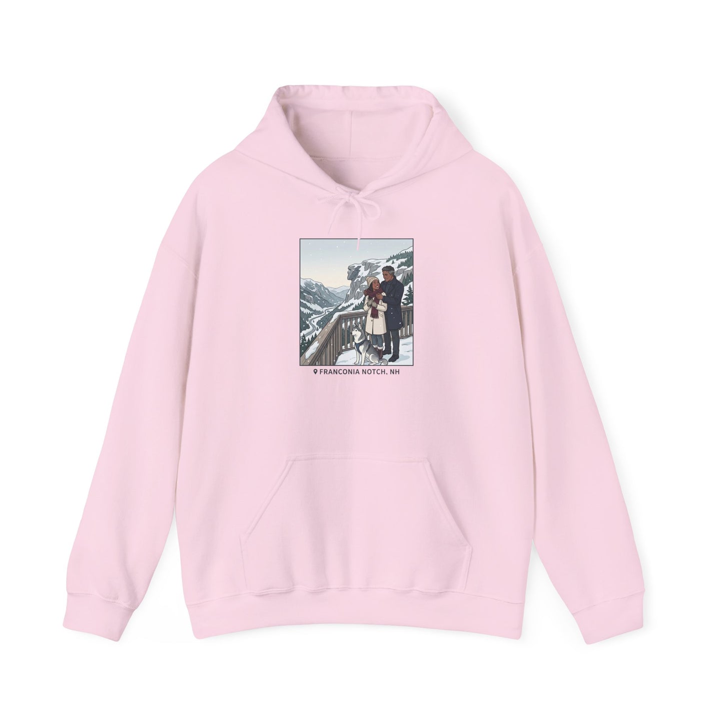 Winter Couple Photo Hoodie — Vintage Alps Travel Graphic Sweatshirt