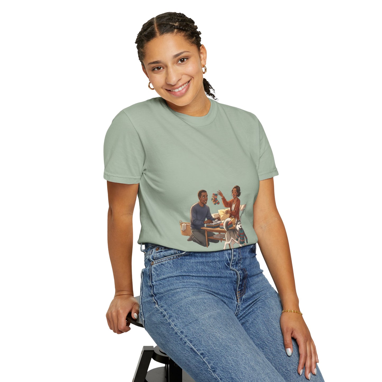 Picnic Cheers T-Shirt — Vintage Couple & Dog Illustration Tee