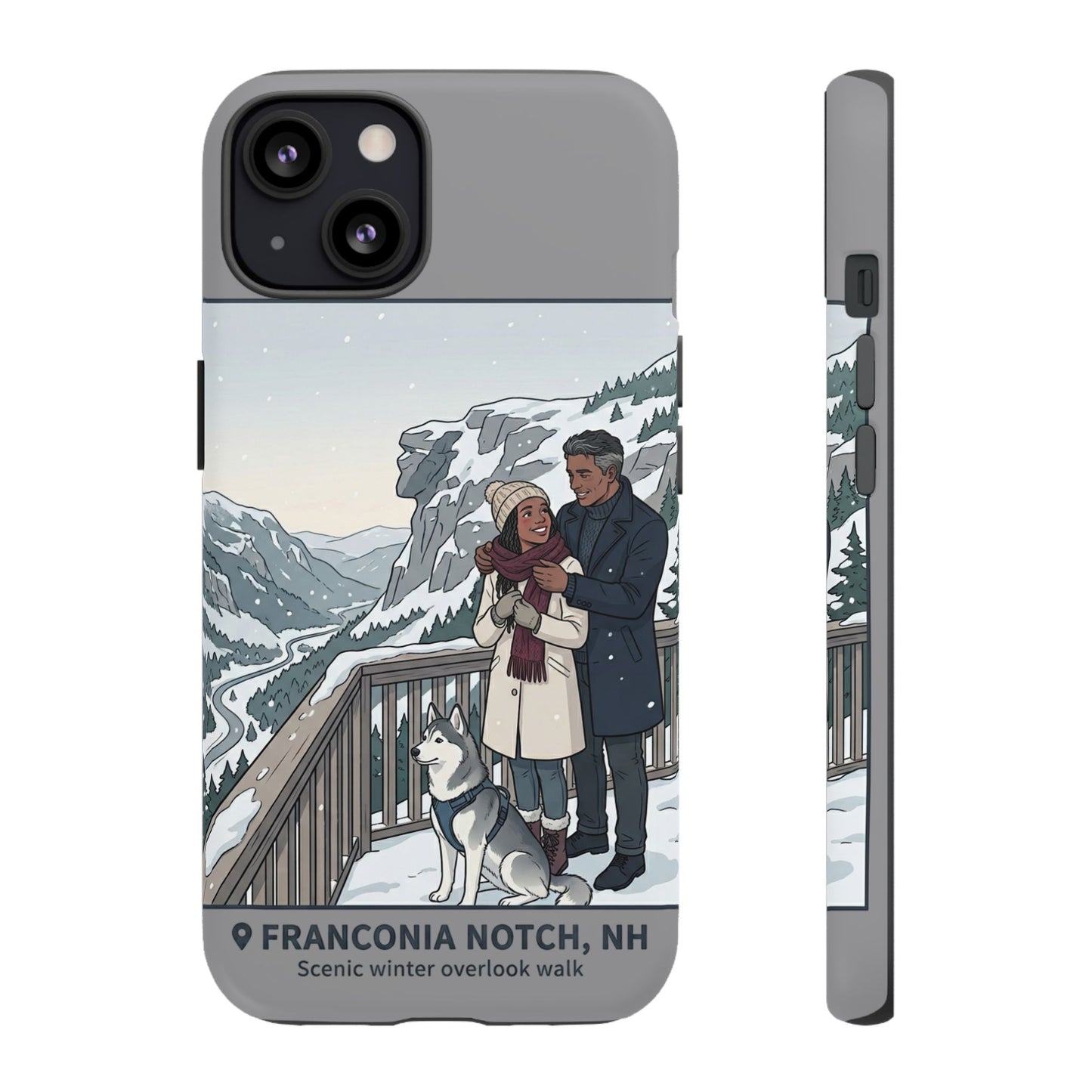 Winter Scenic Phone Case — Franconia Notch NH Couples & Husky Design