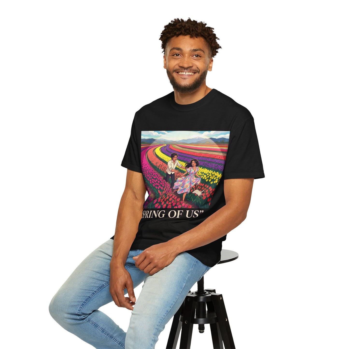 Spring of Us T-Shirt — Floral Field Vintage Couple Graphic Tee