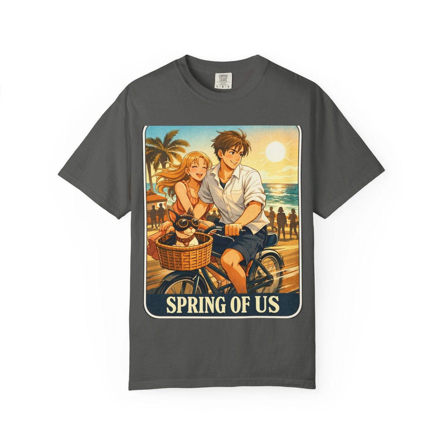 Spring of Us T-Shirt — Vintage Beach Couple Bicycle Design