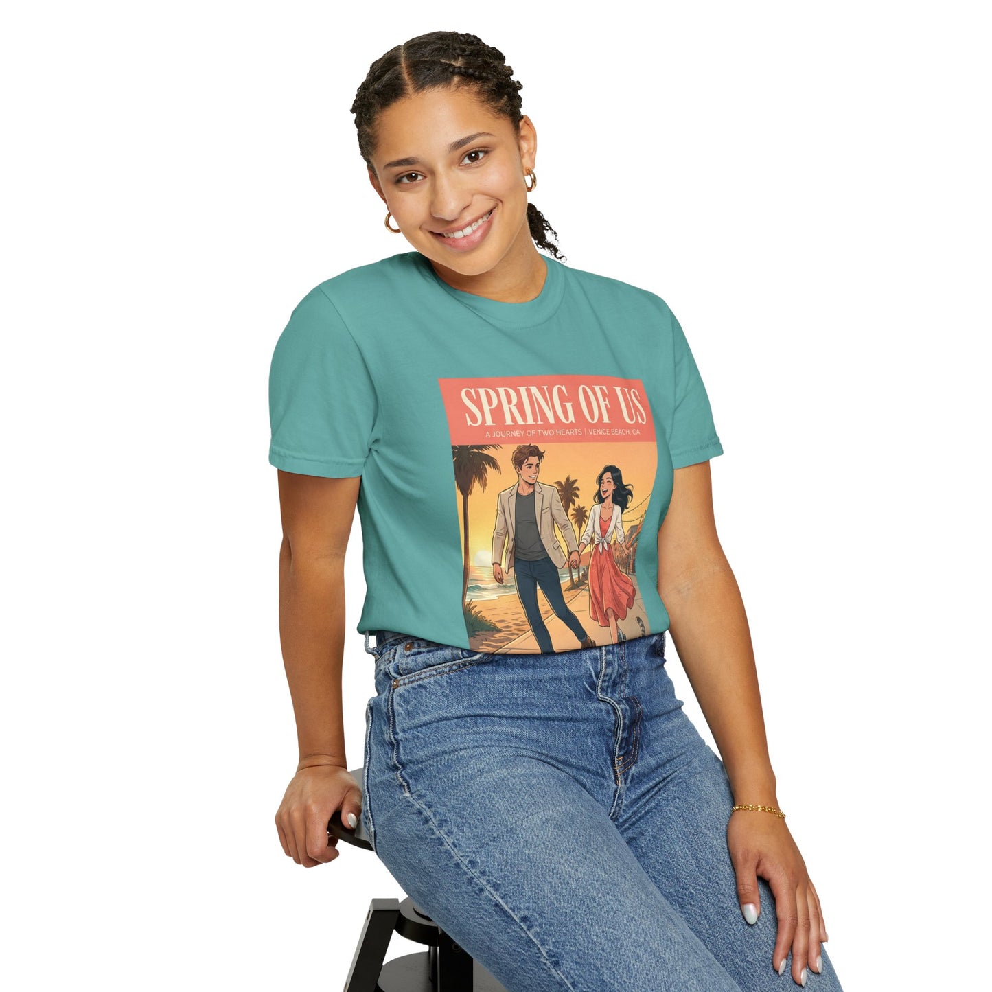 Spring of Us T-Shirt — Vintage Romantic Beach Couple Graphic Tee