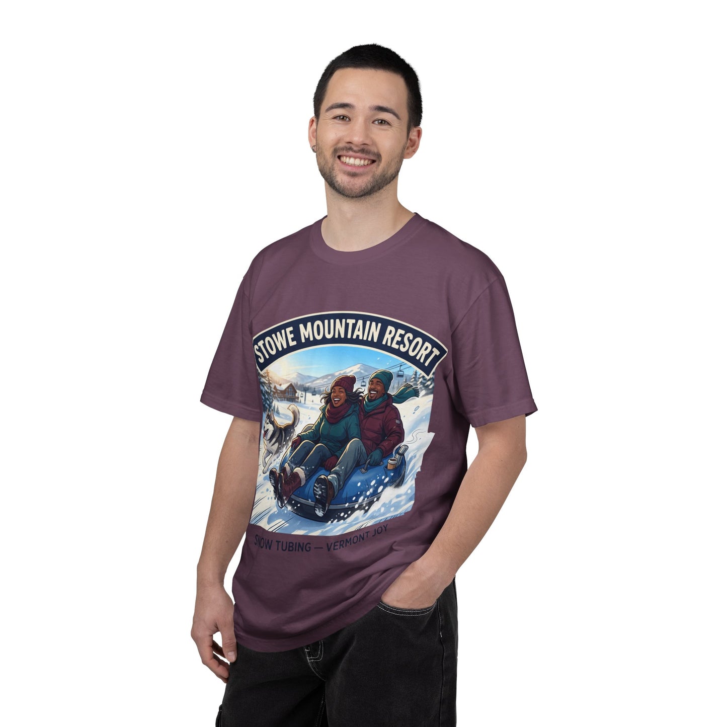 Stowe Mountain Resort Snow Tubing T-Shirt — "Vermont Joy" Winter Apparel