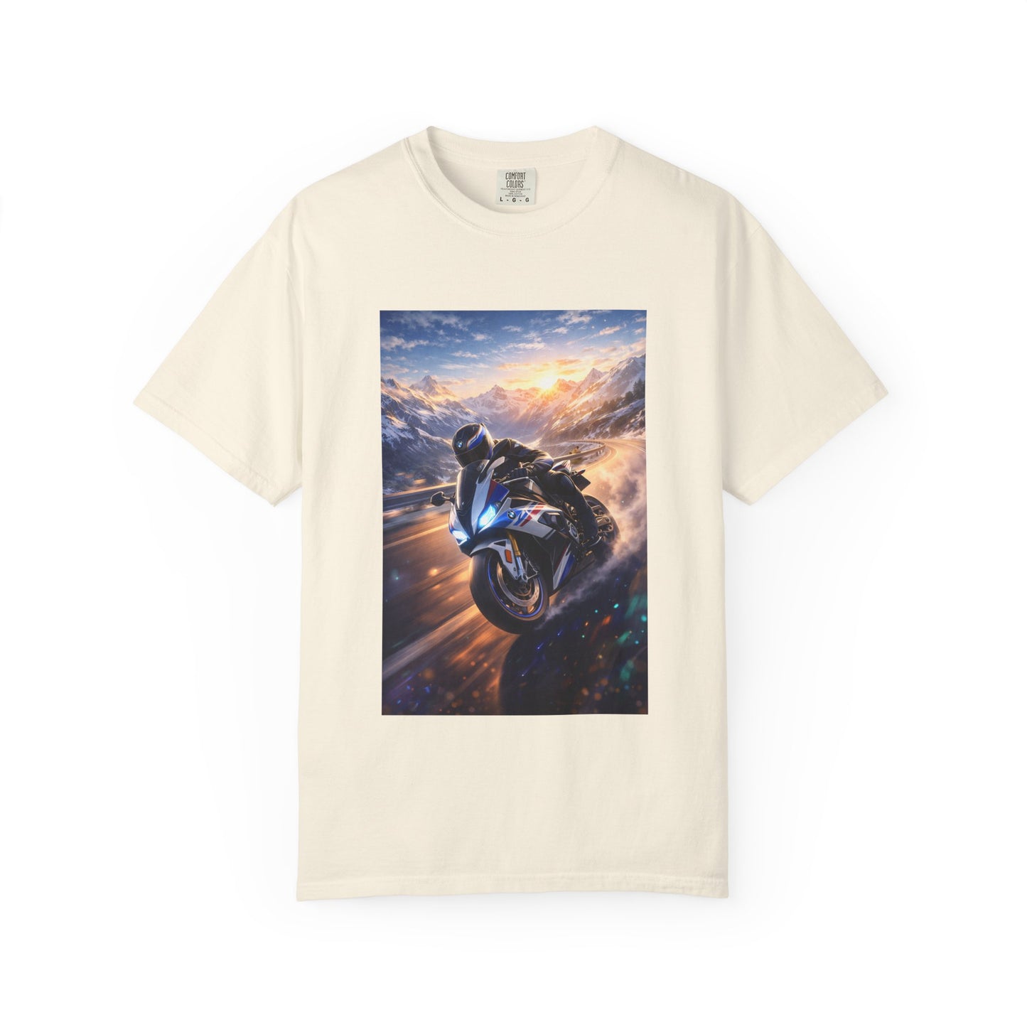 BMW S1000RR ALPINE GHOST RIDE - T‑Shirt — Sportbike Skyline Graphic Tee