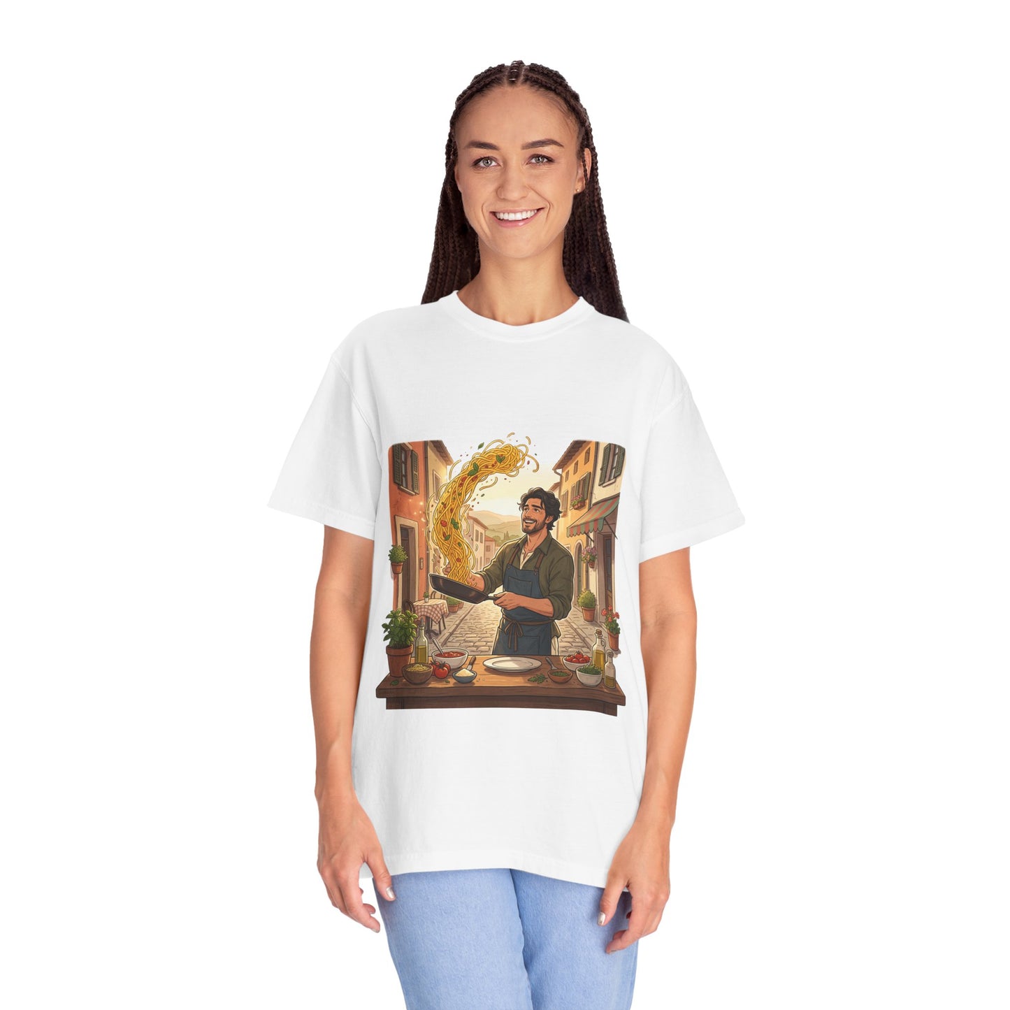 Italian Chef Pasta Toss T-Shirt — Vintage Street Kitchen Cooking Graphic Tee