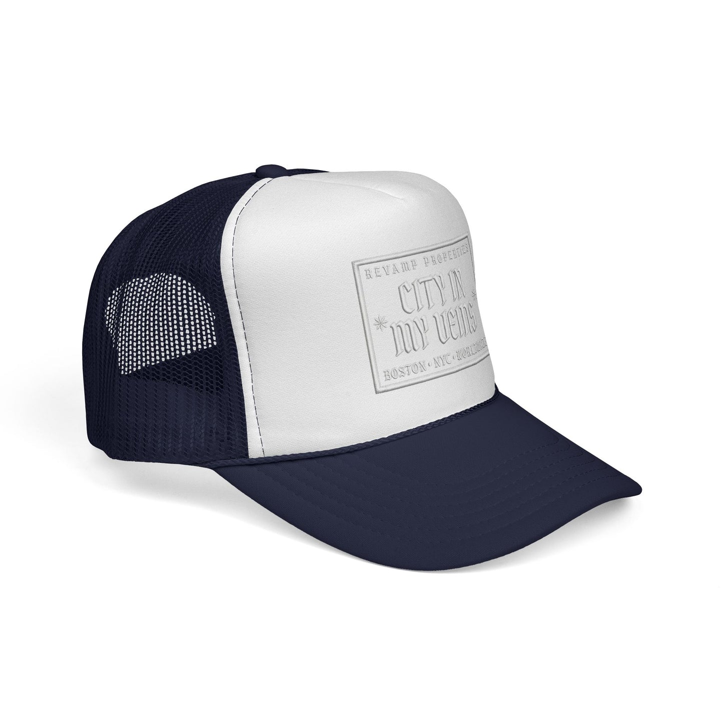 City In My Veins Trucker Cap - Vintage Neon Style Mesh Hat