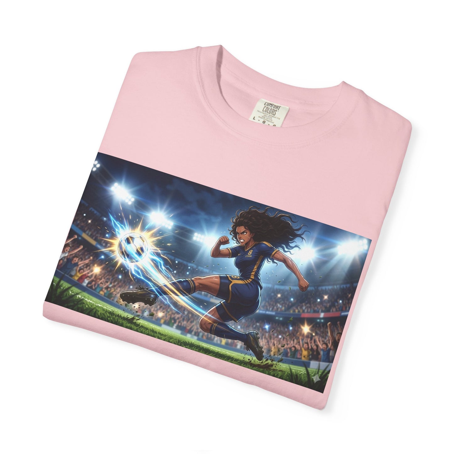 Soccer Kick Graphic T-Shirt — Energetic Stadium Football Design
