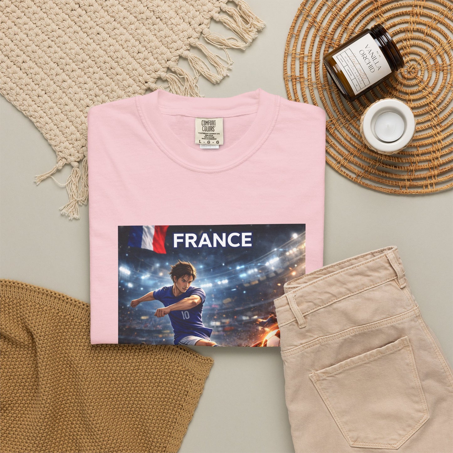 France Soccer Player Graphic T-Shirt — Football Kick Stadium Design