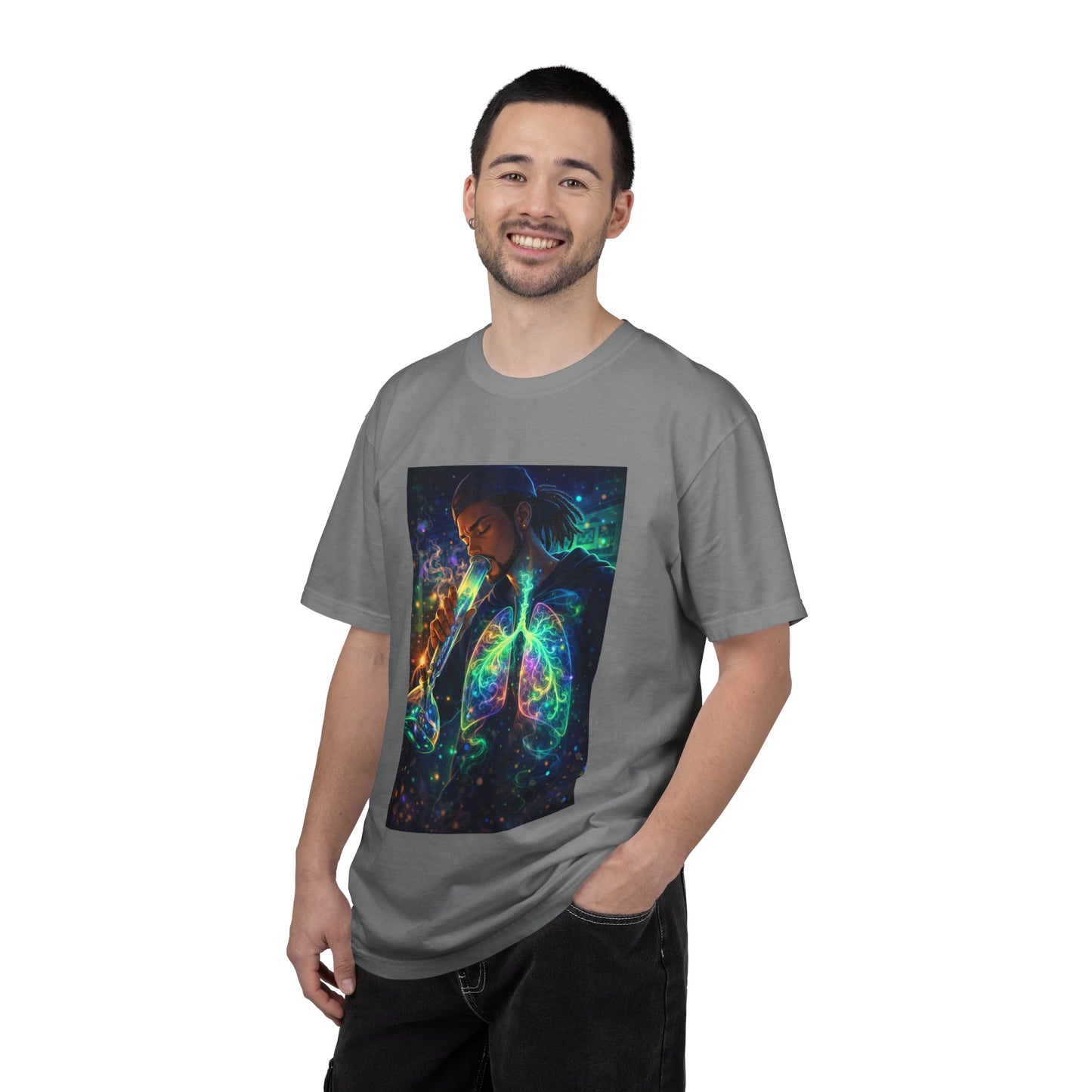 Cosmic Lungs T-Shirt — Neon Anatomical Art Tee