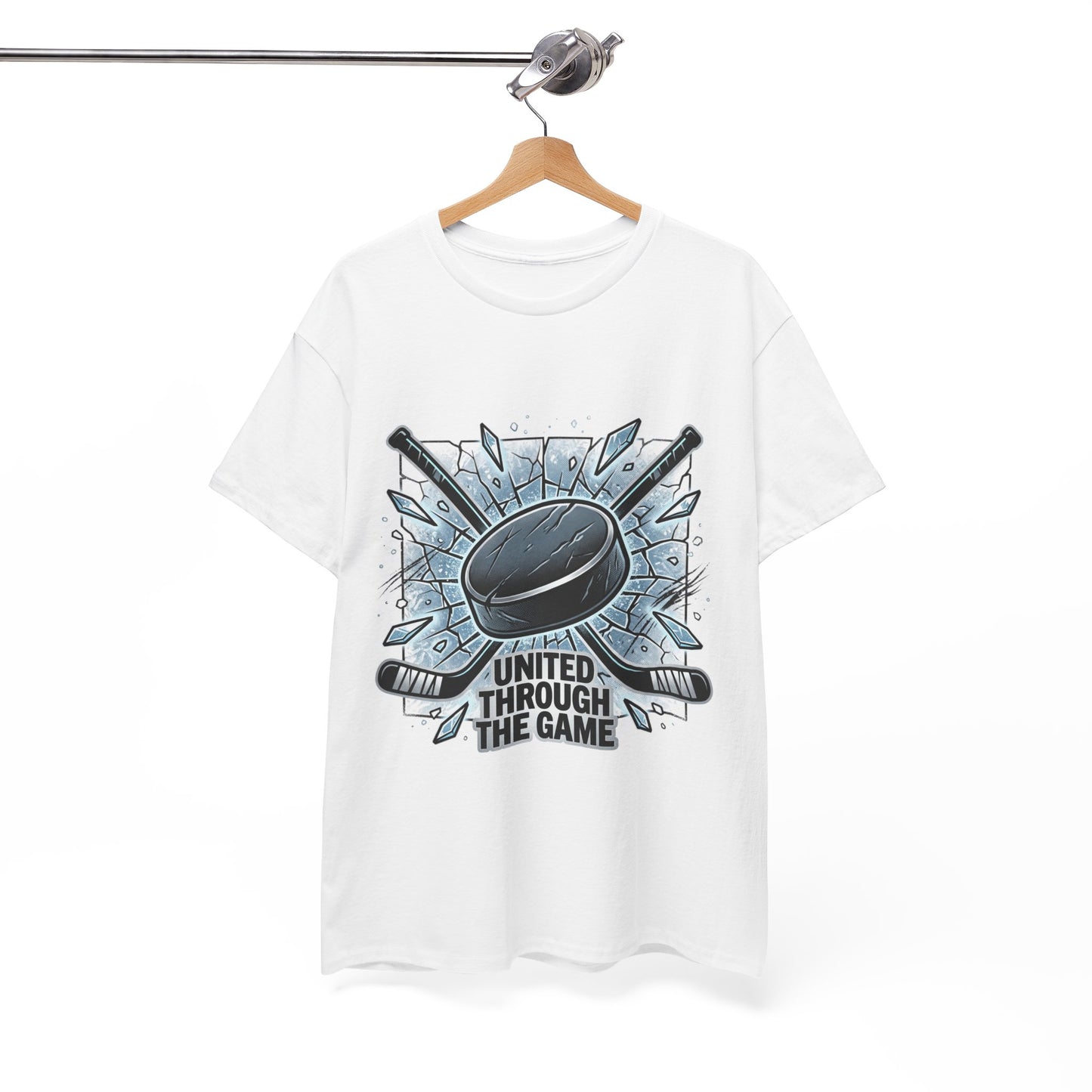 Hockey T-Shirt — "United Through the Game" Graphic Tee