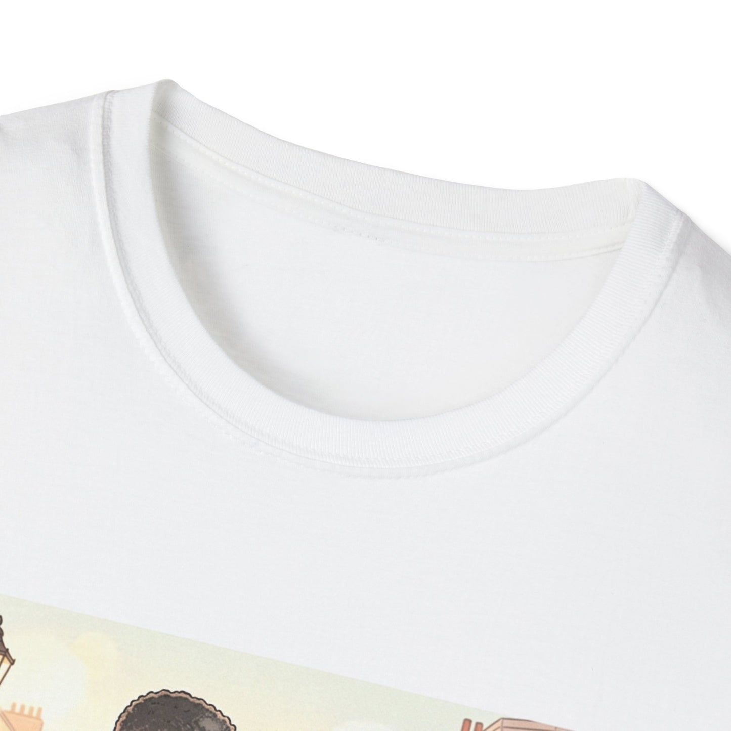 Romantic City Stroll T-Shirt — Couple Bouquet Illustration