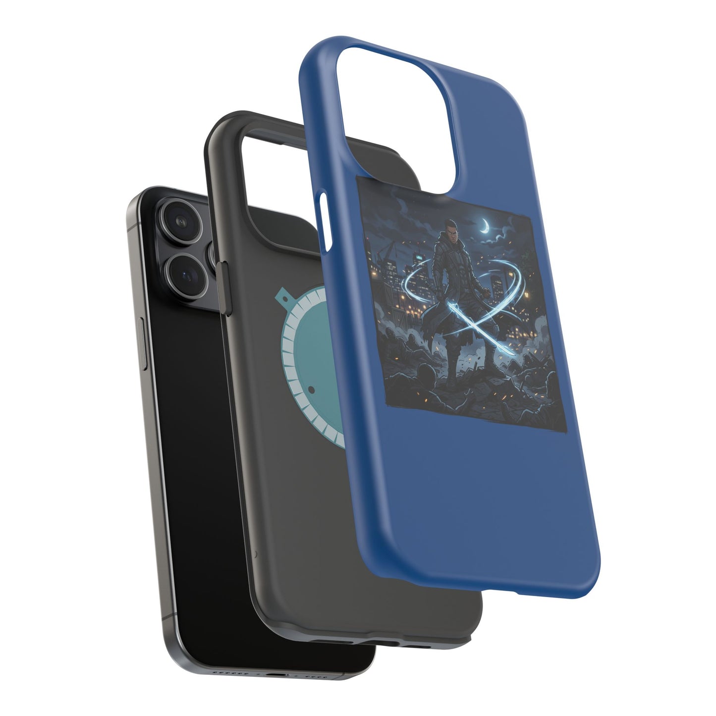 Magnetic Impact-Resistant Phone Case — Night Warrior Sci‑Fi Design