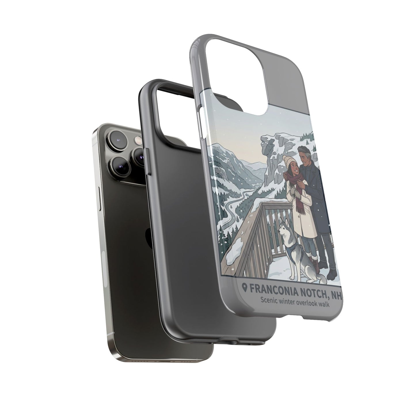 Winter Scenic Phone Case — Franconia Notch NH Couples & Husky Design