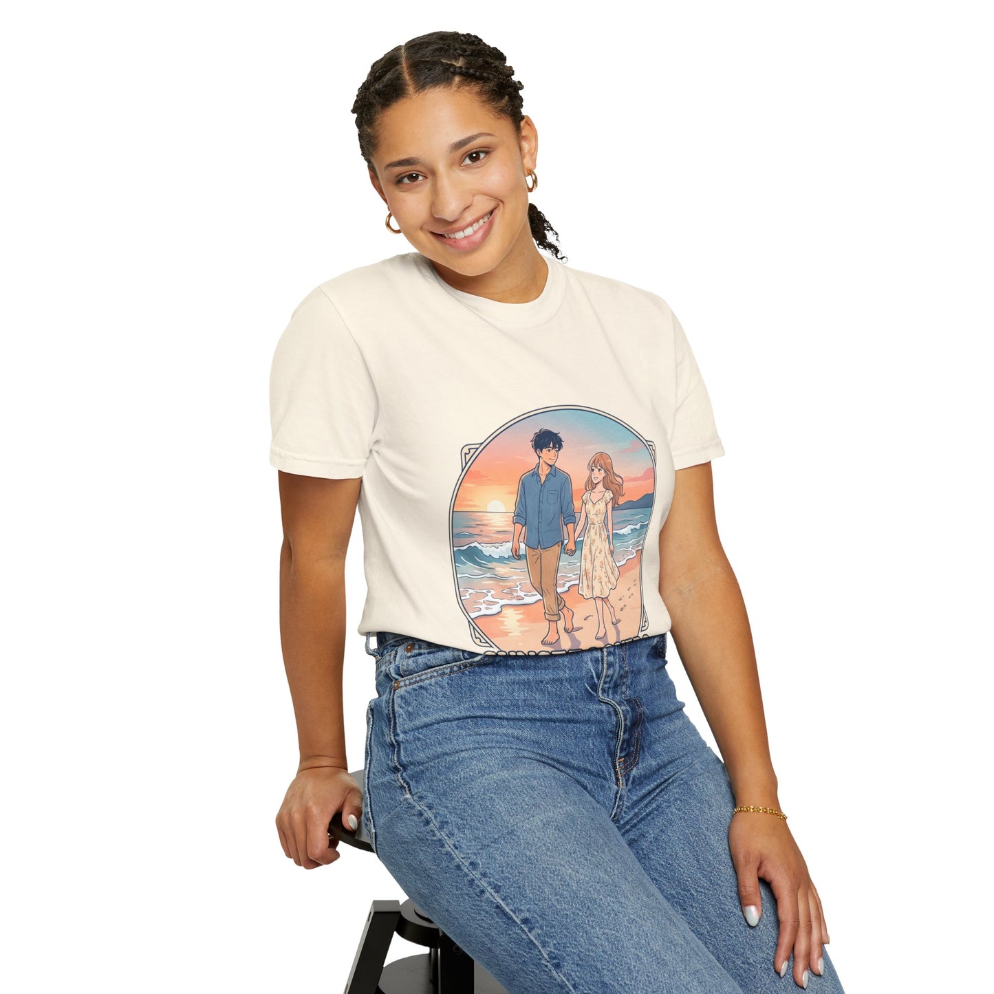 Sunset Lovers Beach T-Shirt — Romantic Couple Graphic Tee