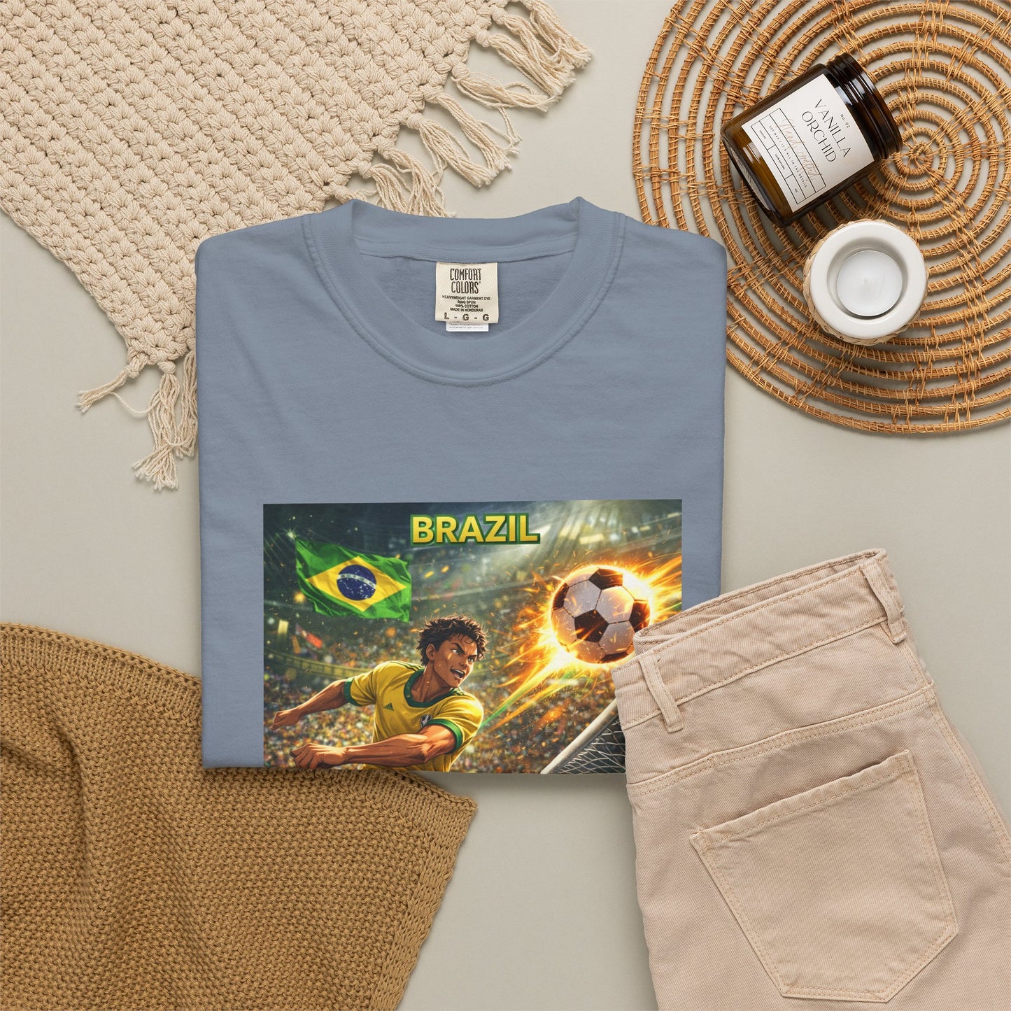 Brazil Soccer T-Shirt – Vintage Player Kick Graphic (Brazil)