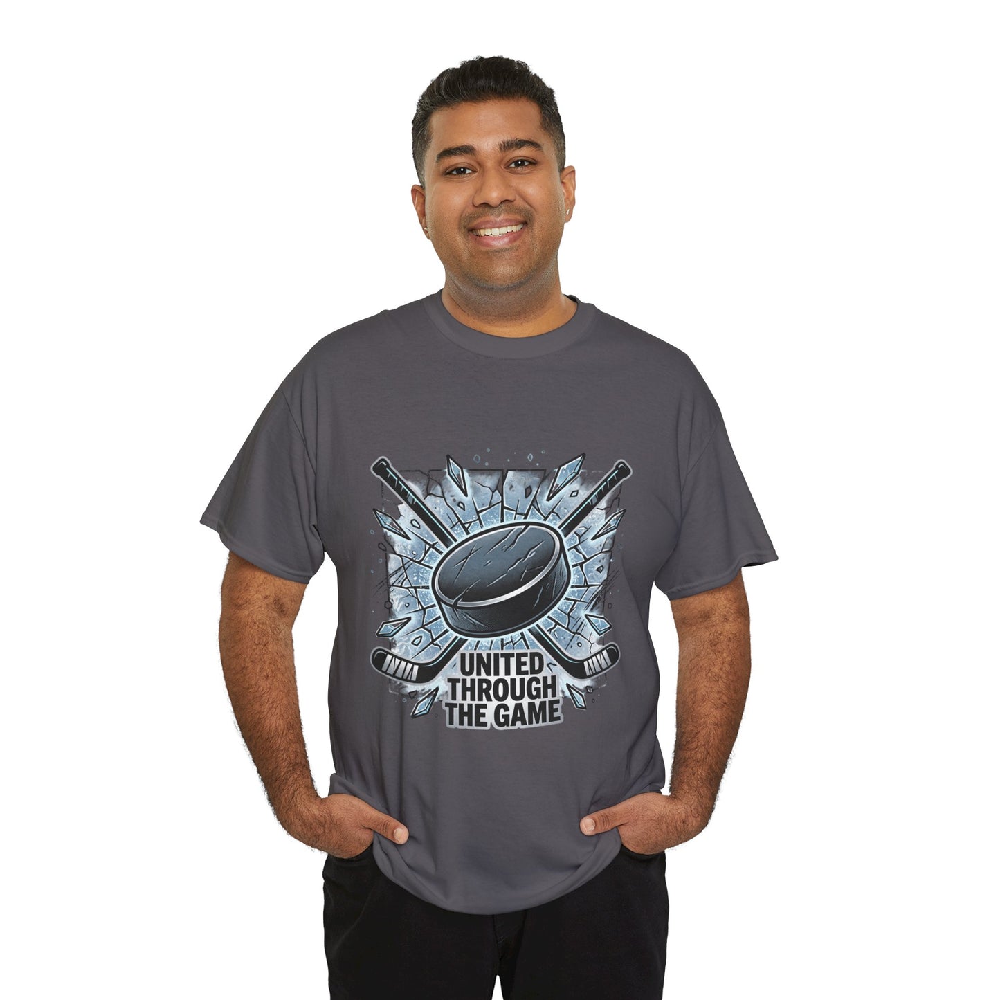 Hockey T-Shirt — "United Through the Game" Graphic Tee