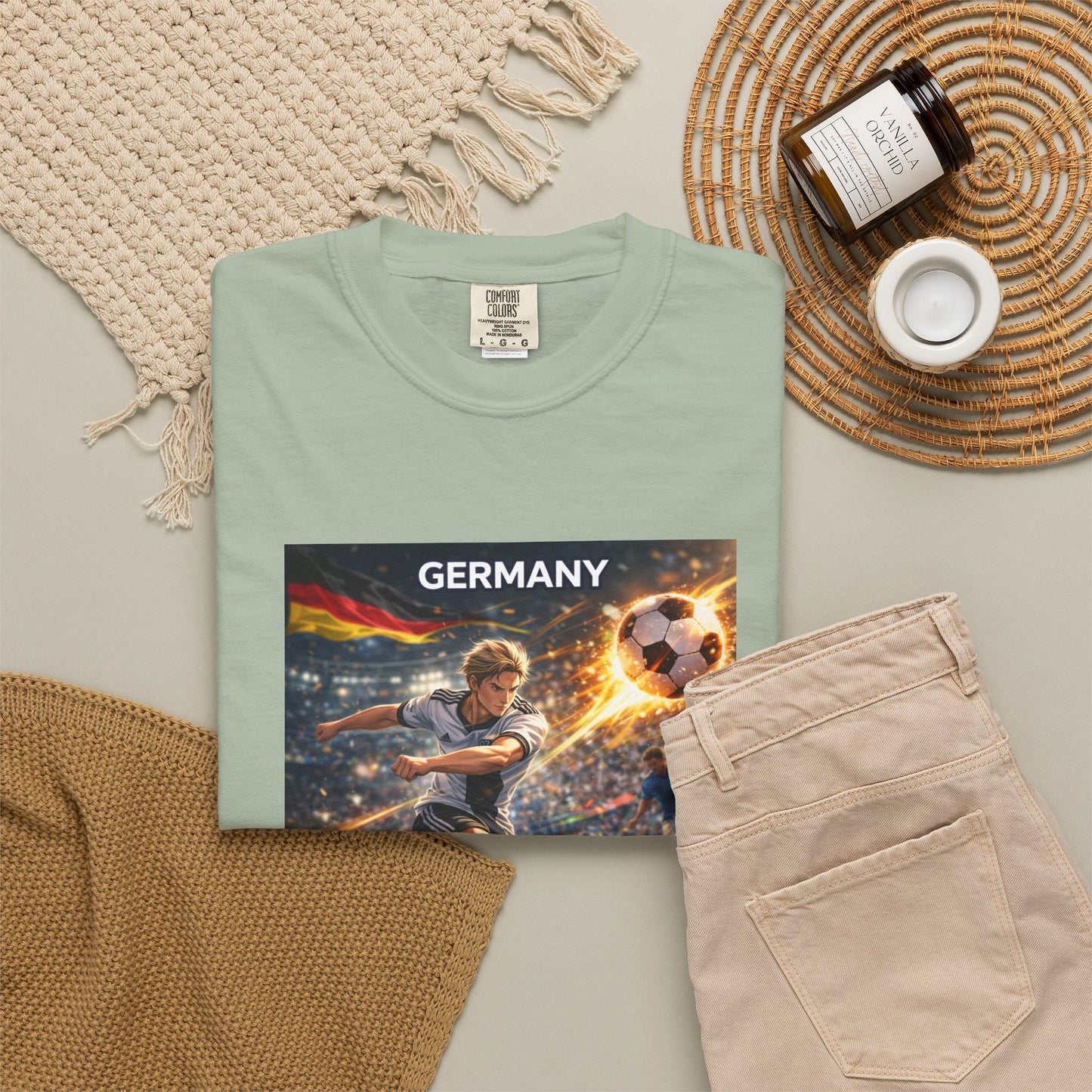 Germany Soccer Player Graphic T-Shirt — Retro Football Stadium Print