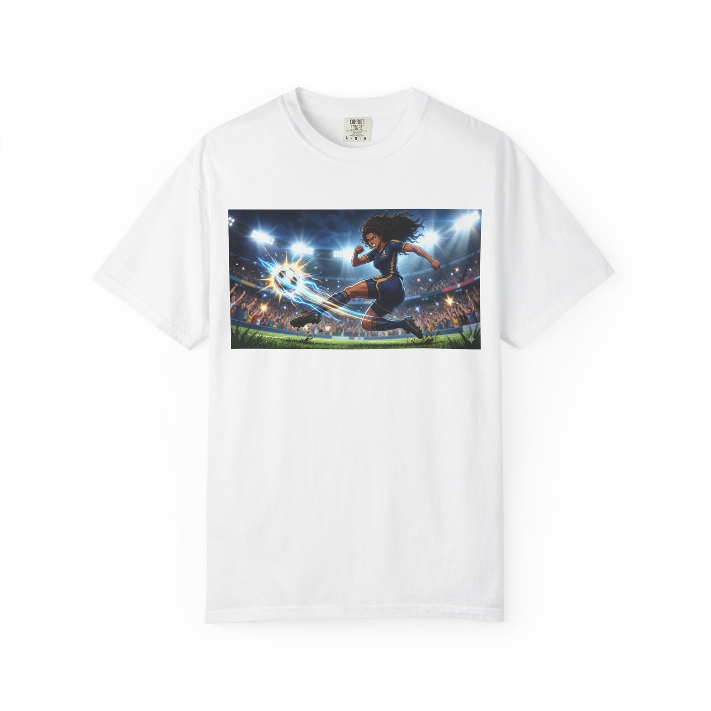 Soccer Kick Graphic T-Shirt — Energetic Stadium Football Design