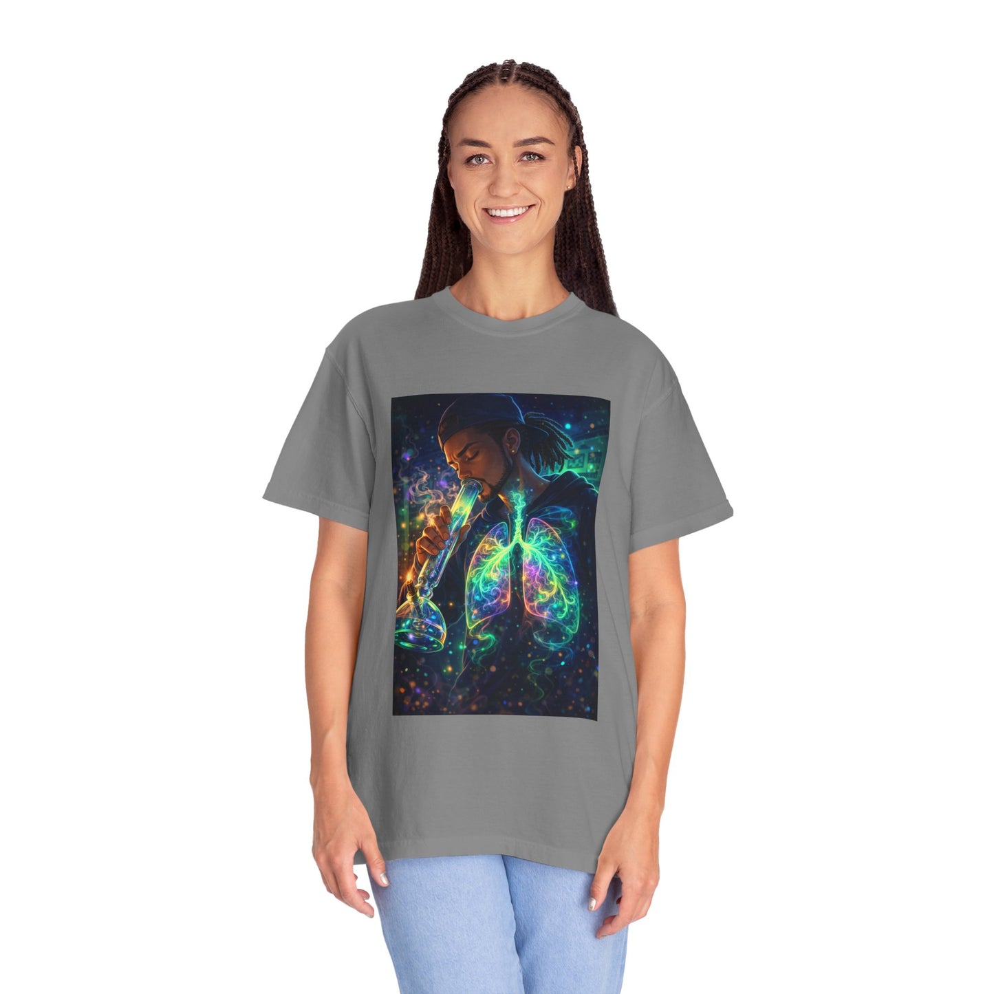 Cosmic Lungs T-Shirt — Neon Anatomical Art Tee