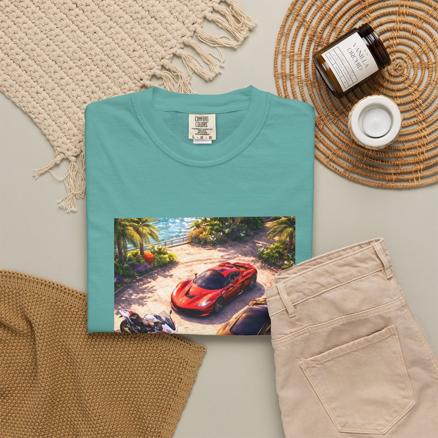 MULTI-VEHICLE - T-Shirt — Tropical Sports Cars & Motorbikes Print