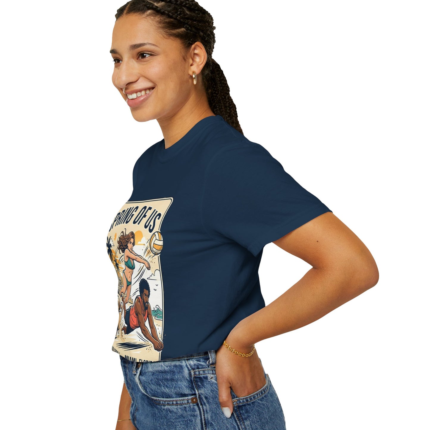 Spring of Us Beach Volleyball T-Shirt — Miami, Florida Retro Sun & Palm Tee