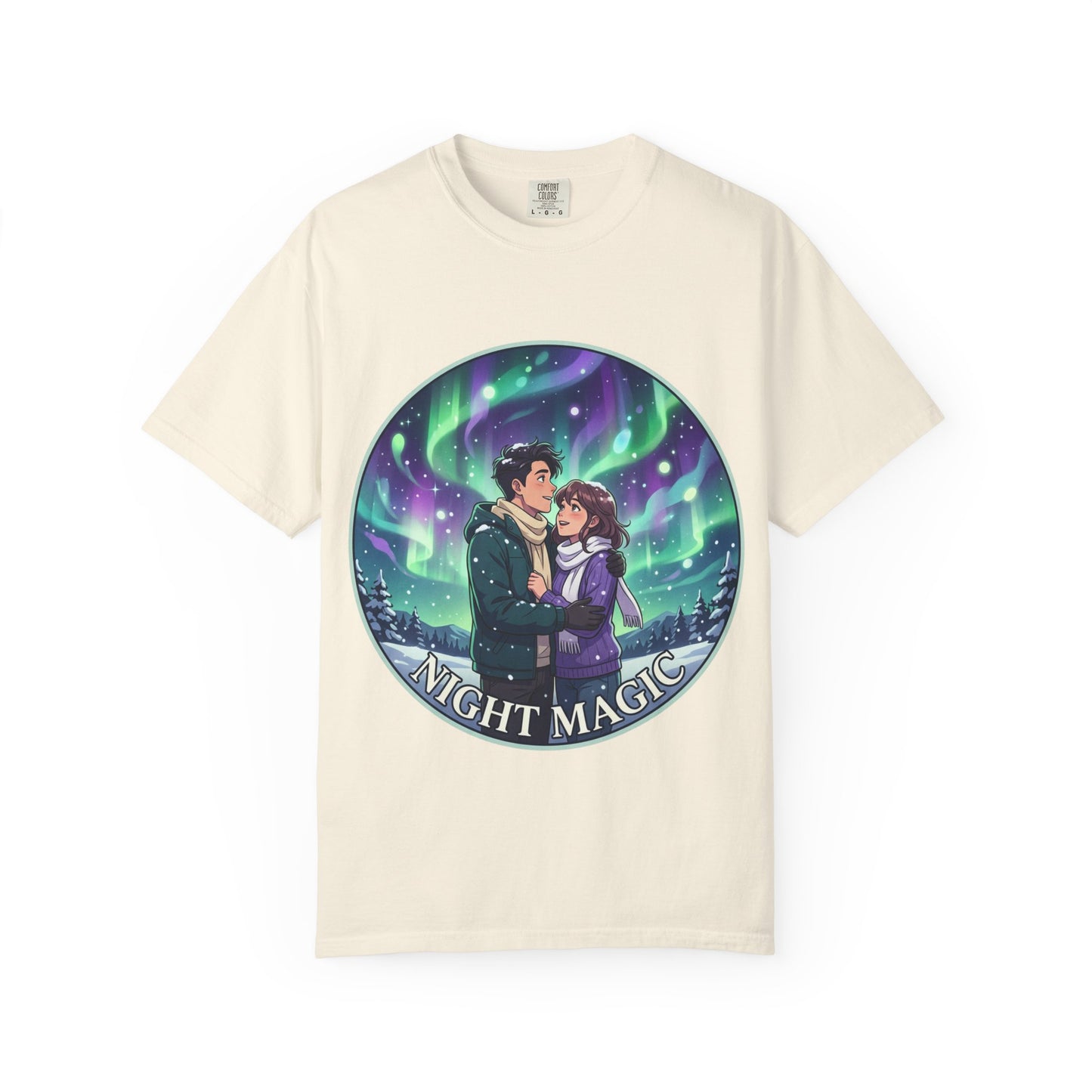 Night Magic T-Shirt — Northern Lights Couple Illustration