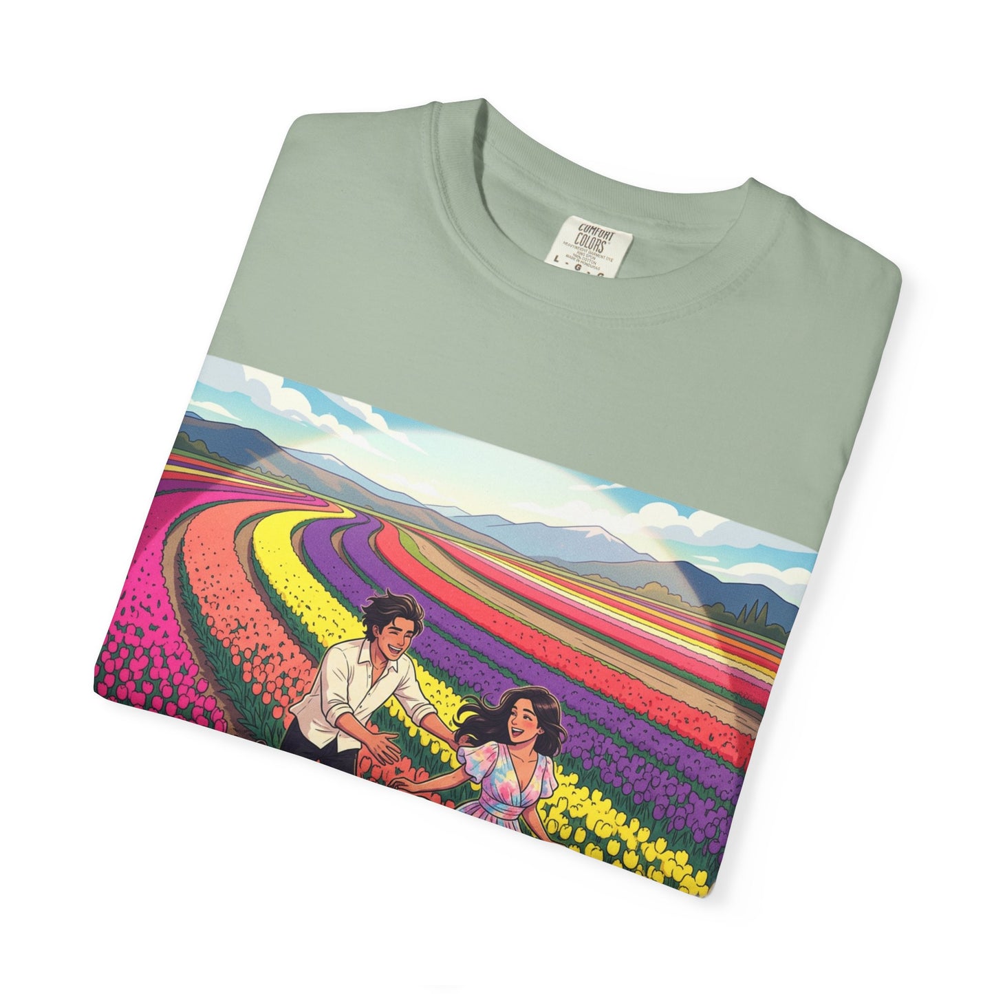 Spring of Us T-Shirt — Floral Field Vintage Couple Graphic Tee