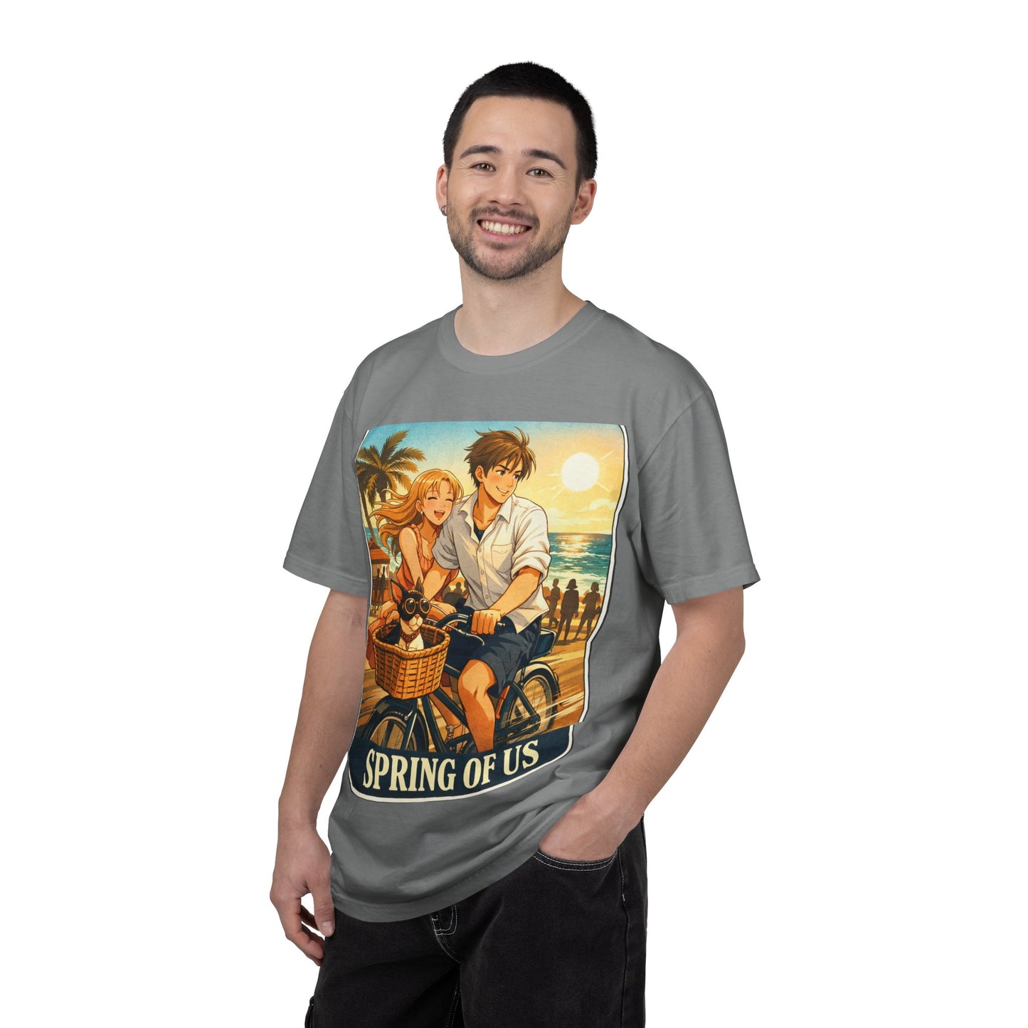 Spring of Us T-Shirt — Vintage Beach Couple Bicycle Design