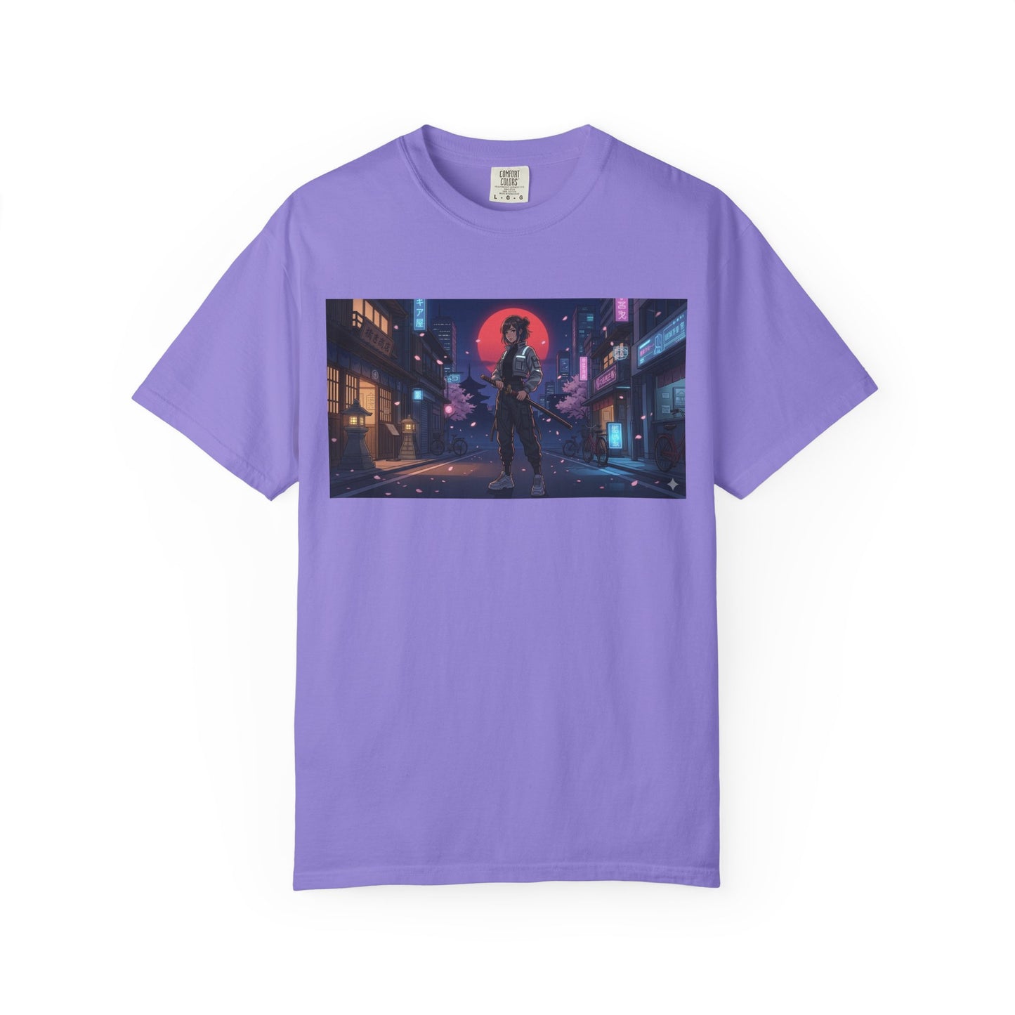 Cyberpunk Samurai T-Shirt — Neon Night Street Art Tee