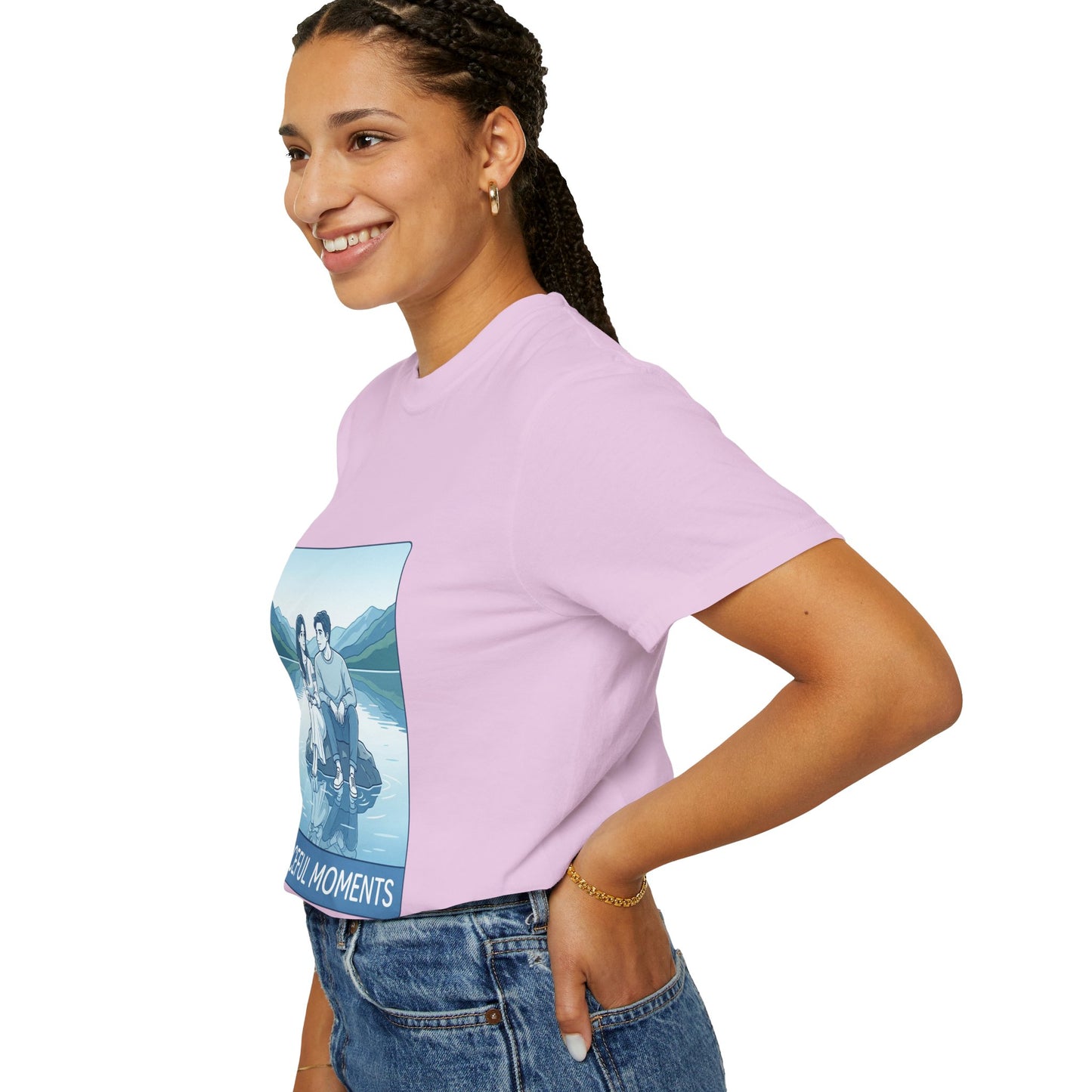 Peaceful Moments Tee — Couple Sitting by Lake Graphic T-Shirt