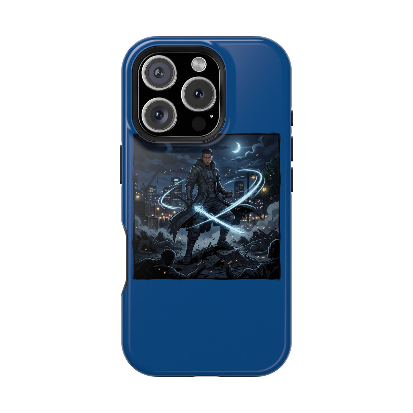 Magnetic Impact-Resistant Phone Case — Night Warrior Sci‑Fi Design