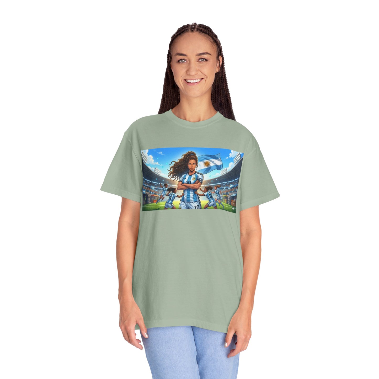 Argentina Soccer Heroine Stadium T-Shirt – Female Soccer Player Graphic Tee